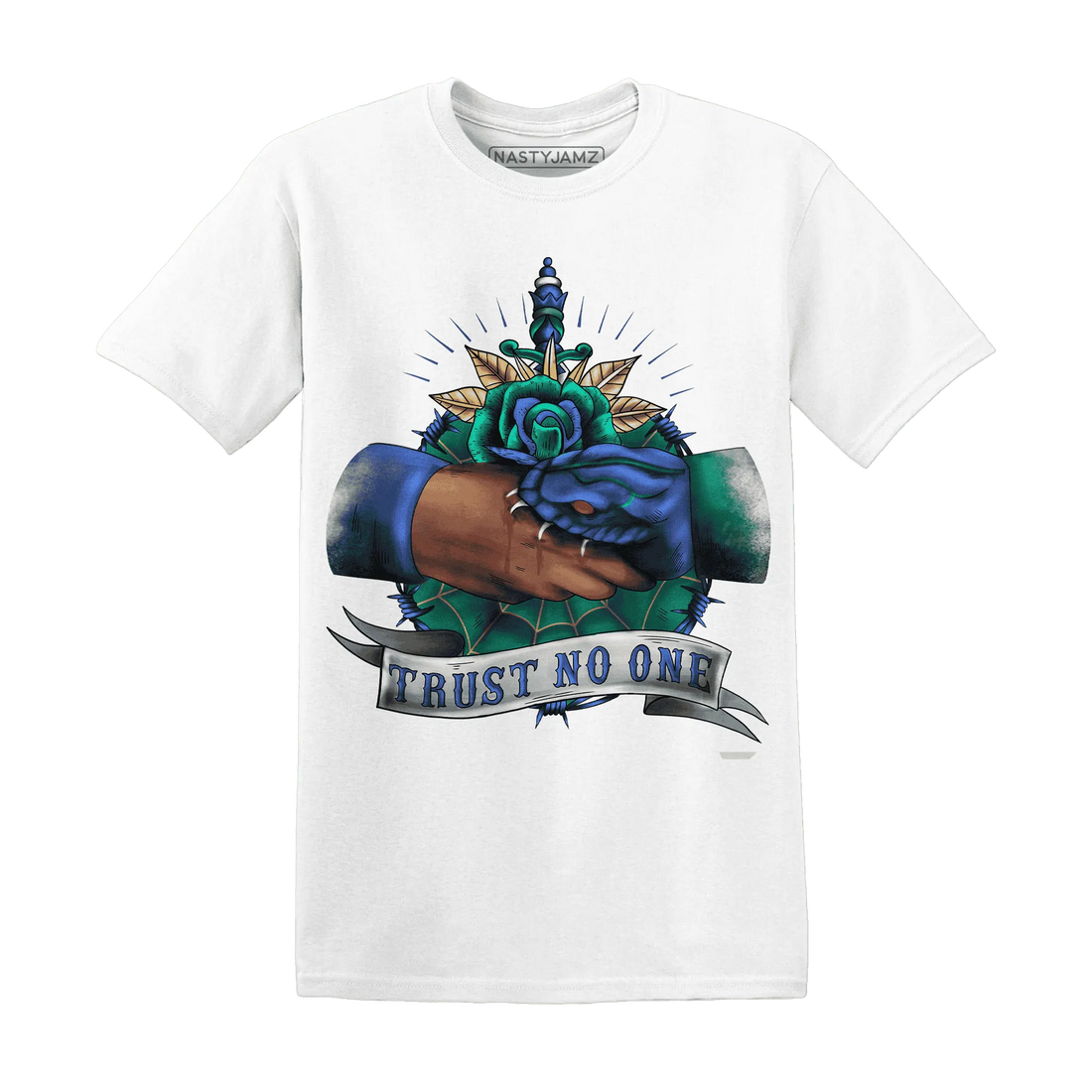 Dunk-Hyper-Royal-Malachite-NastyJamz-T-Shirt-Match-Trust-No-One-Old-School