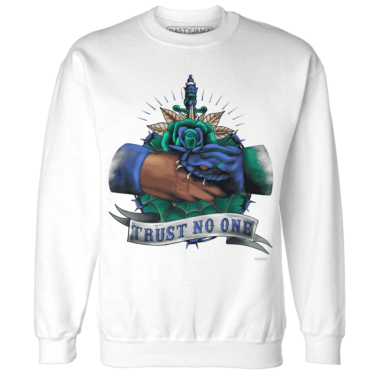 Dunk-Hyper-Royal-Malachite-NastyJamz-Sweatshirt-Match-Trust-No-One-Old-School