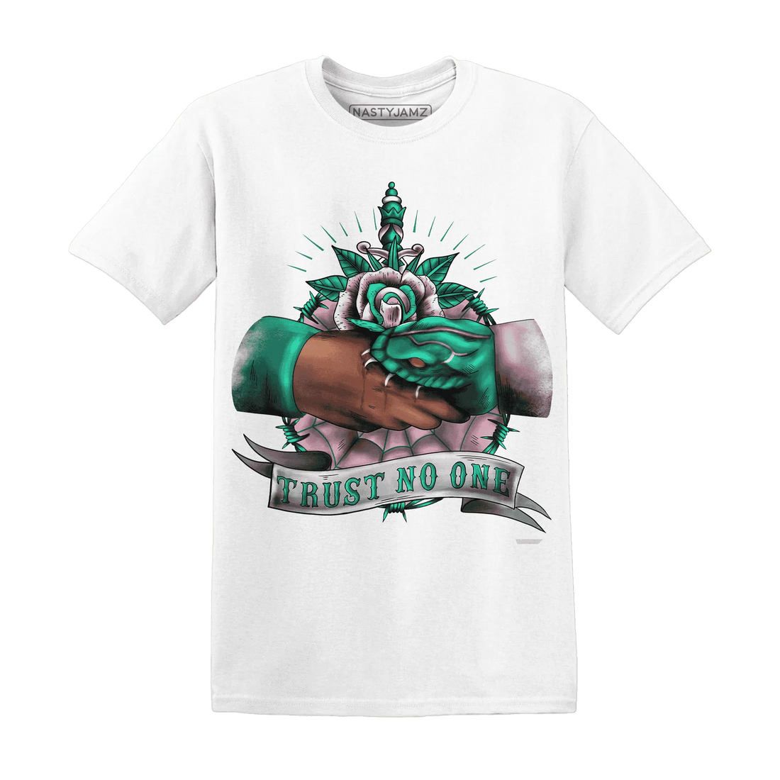 NastyJamz-Dunk-Pink-Malachite-Medium-Soft-Low-Sail-T-Shirt-Match-Trust-No-One-Old-School