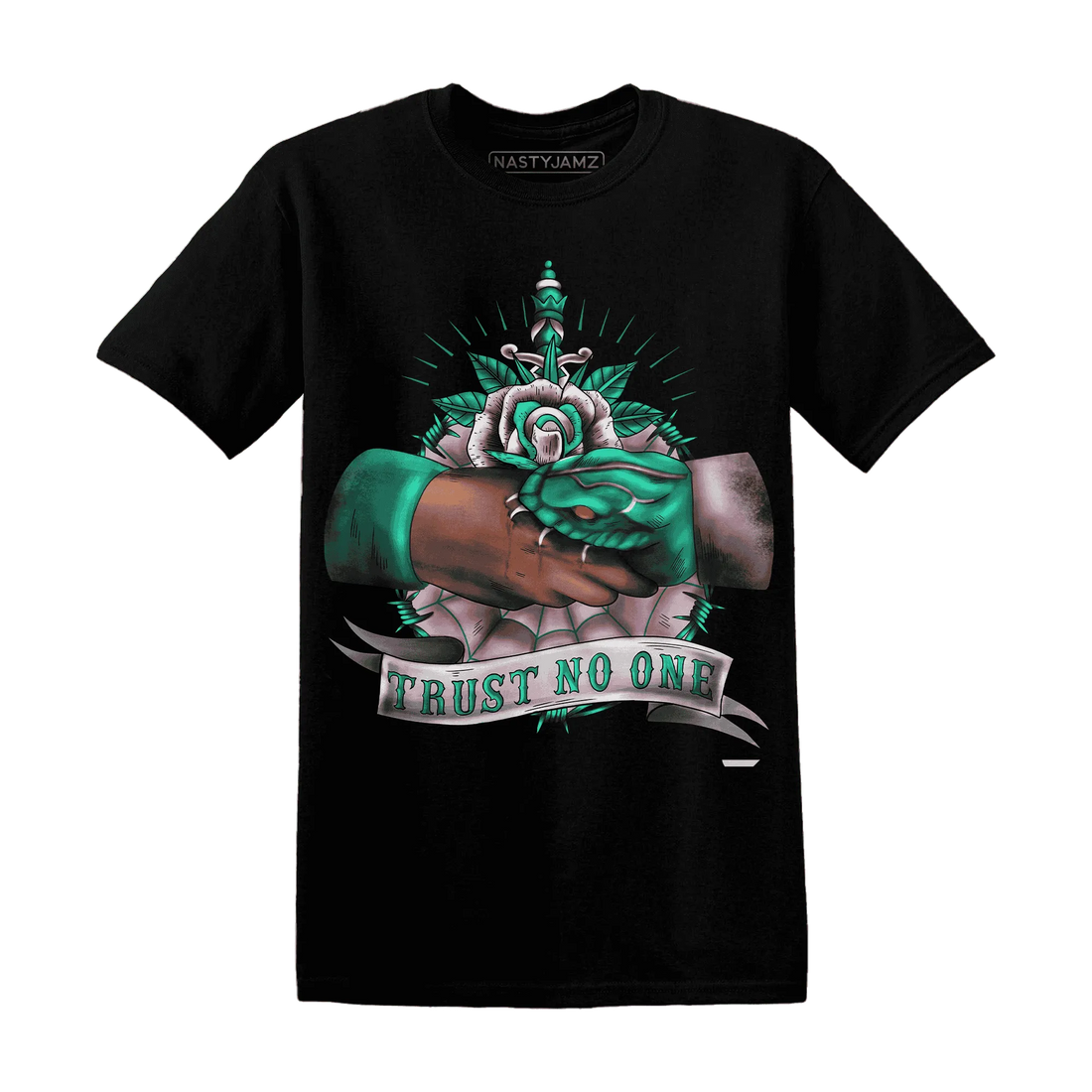 NastyJamz-Dunk-Pink-Malachite-Medium-Soft-Low-Sail-T-Shirt-Match-Trust-No-One-Old-School