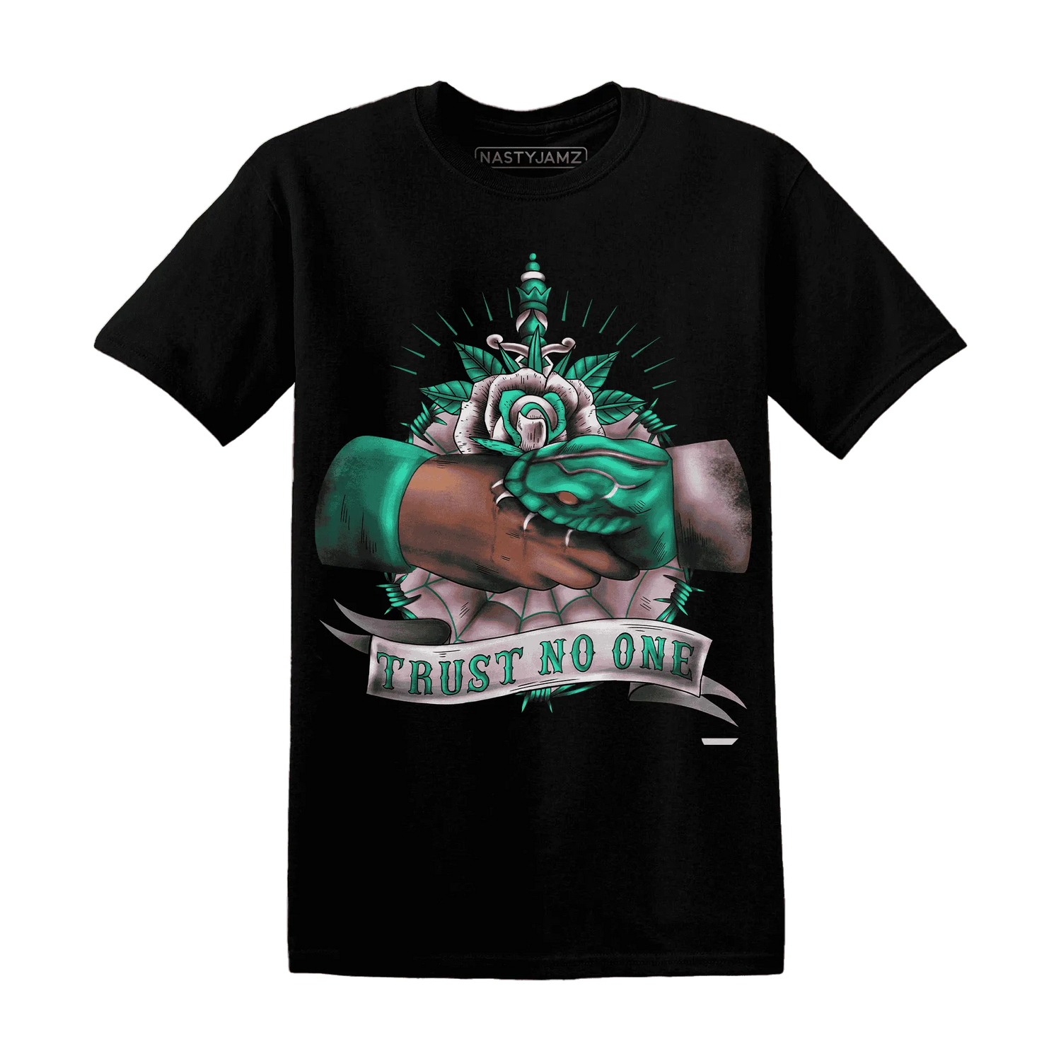 NastyJamz-Dunk-Pink-Malachite-Medium-Soft-Low-Sail-T-Shirt-Match-Trust-No-One-Old-School