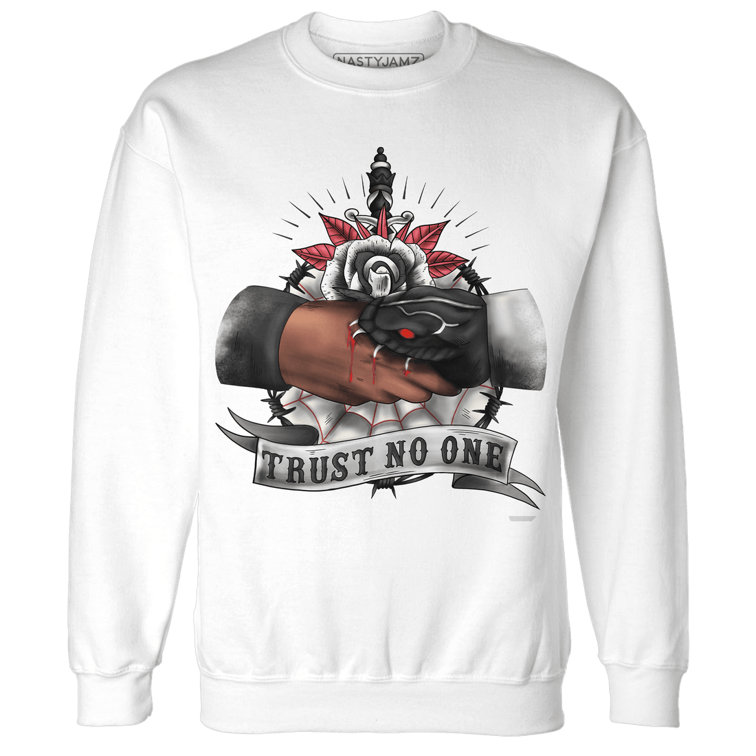 Jumman Jack Universityy Red Sweatshirt Match Trust No One Old School - NastyJamz