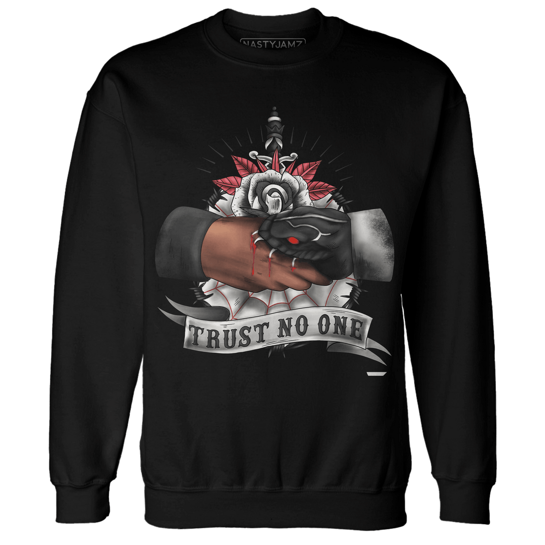 Jumman Jack Universityy Red Sweatshirt Match Trust No One Old School - NastyJamz