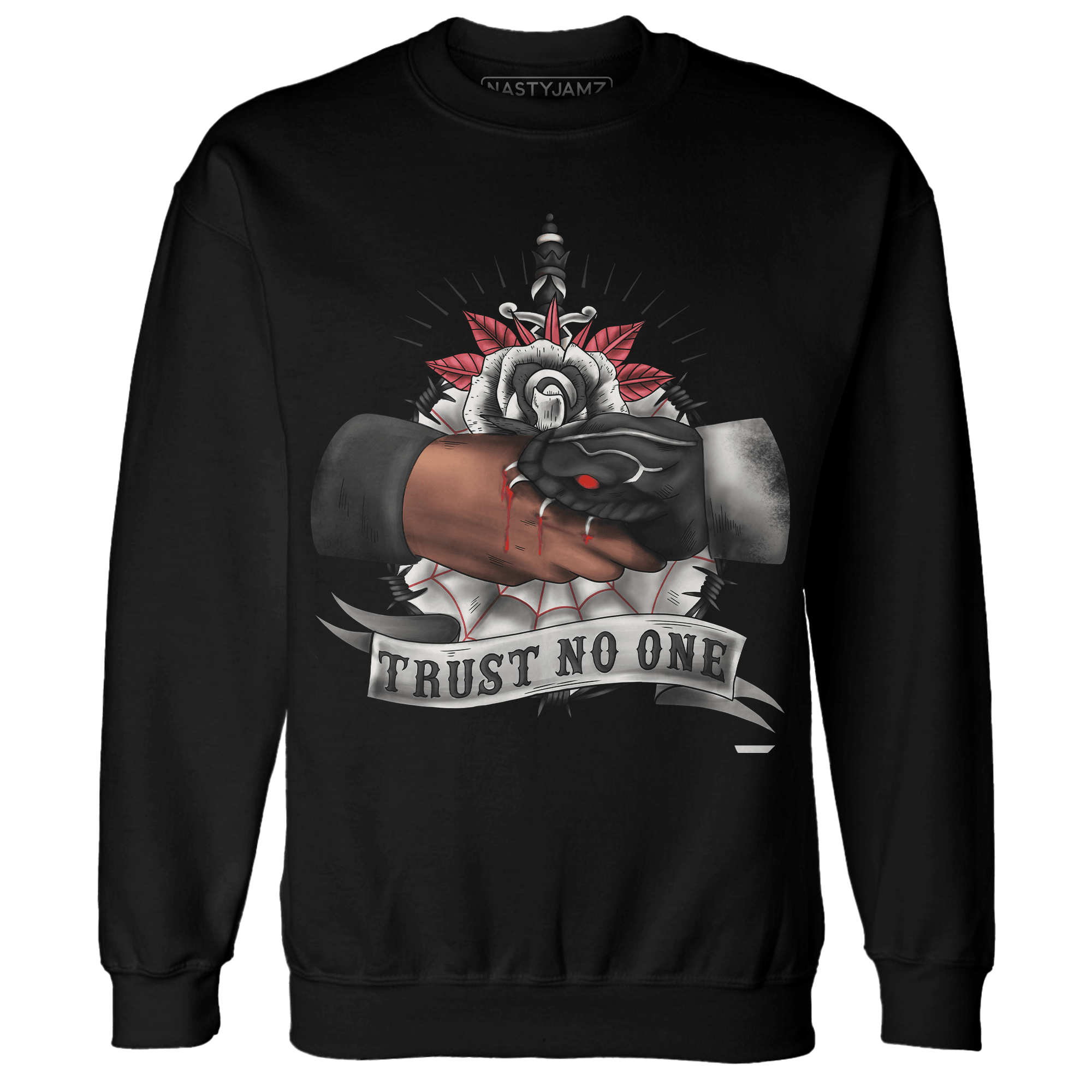 Jumman Jack Universityy Red Sweatshirt Match Trust No One Old School - NastyJamz