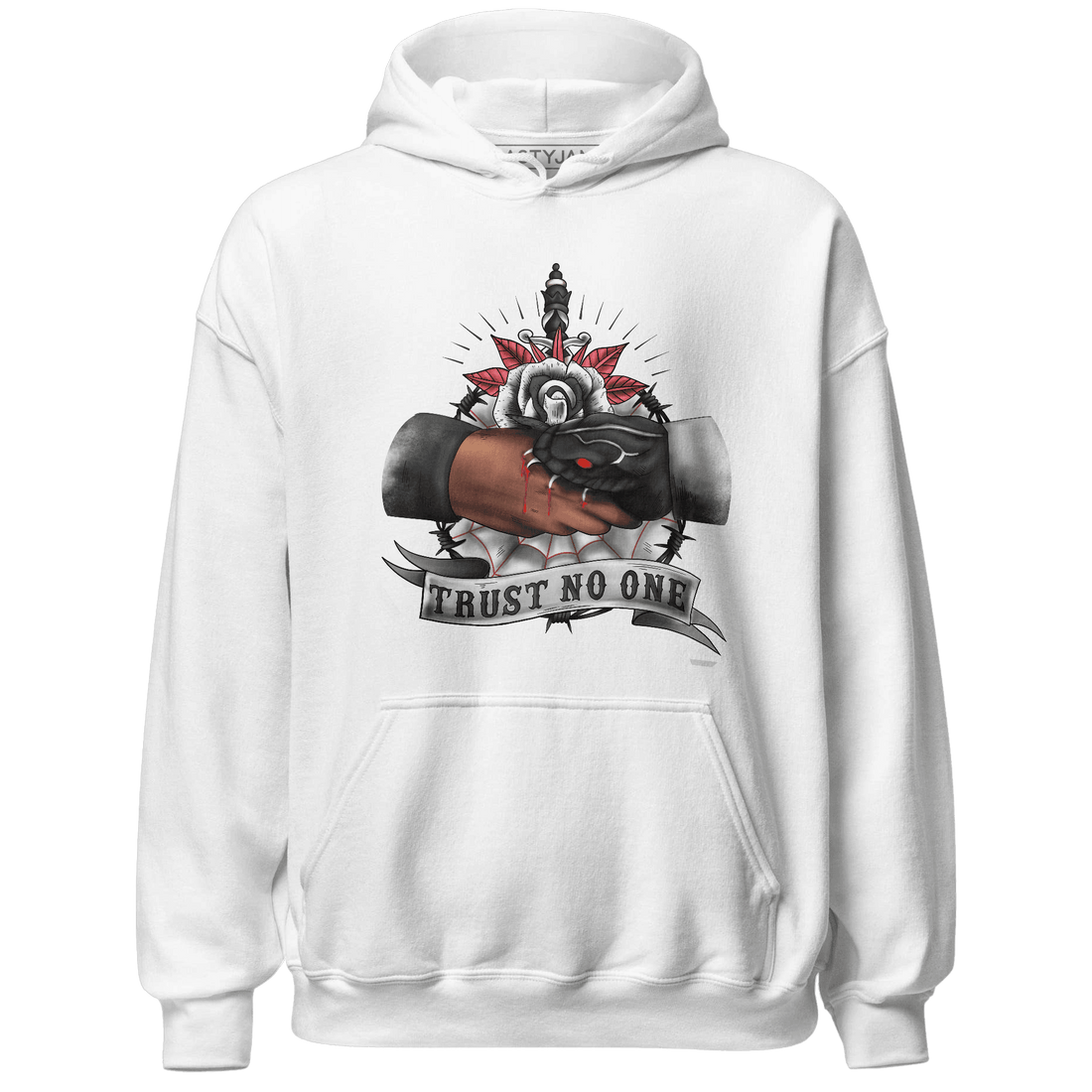 Jumman Jack Universityy Red Hoodie Match Trust No One Old School - NastyJamz