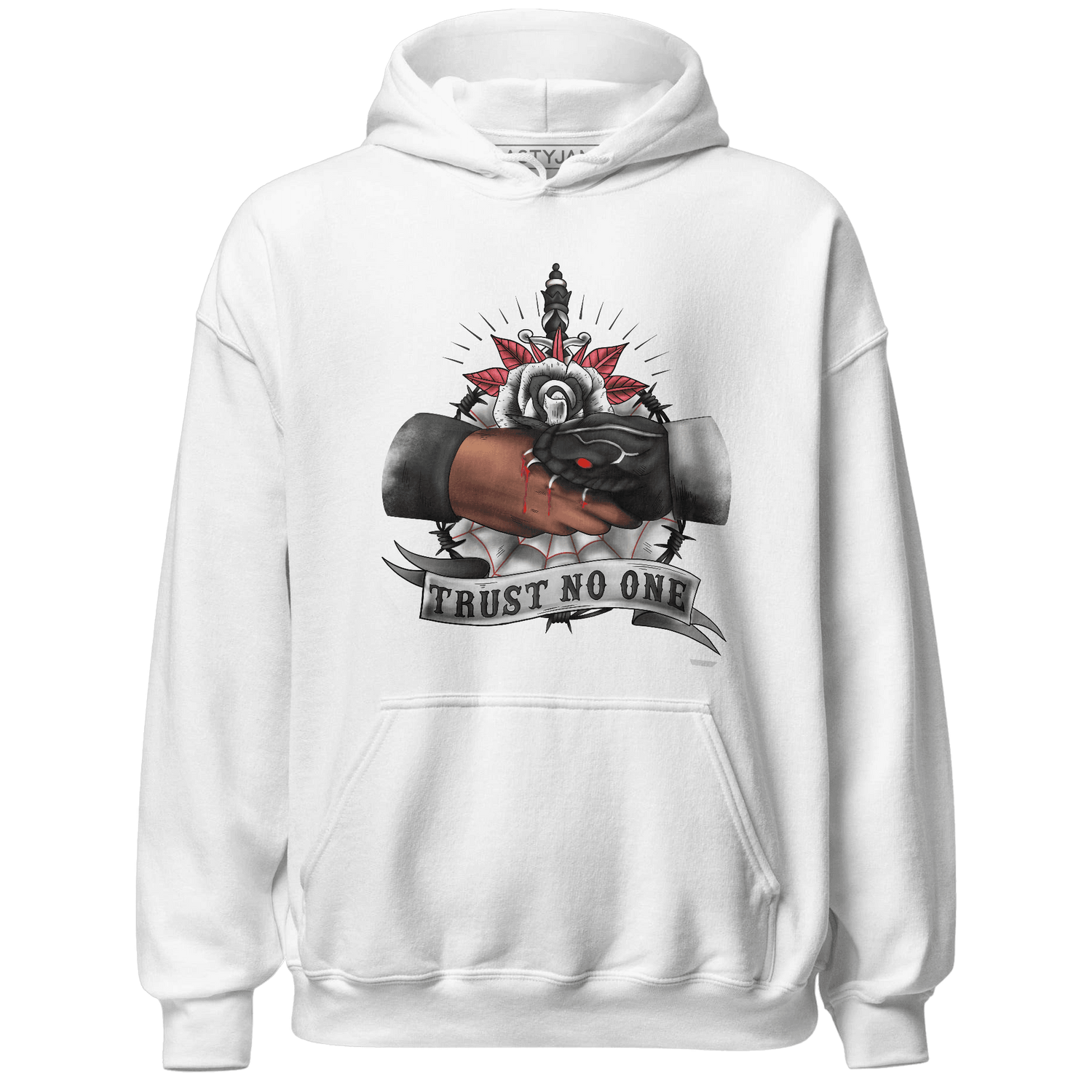 Jumman Jack Universityy Red Hoodie Match Trust No One Old School - NastyJamz