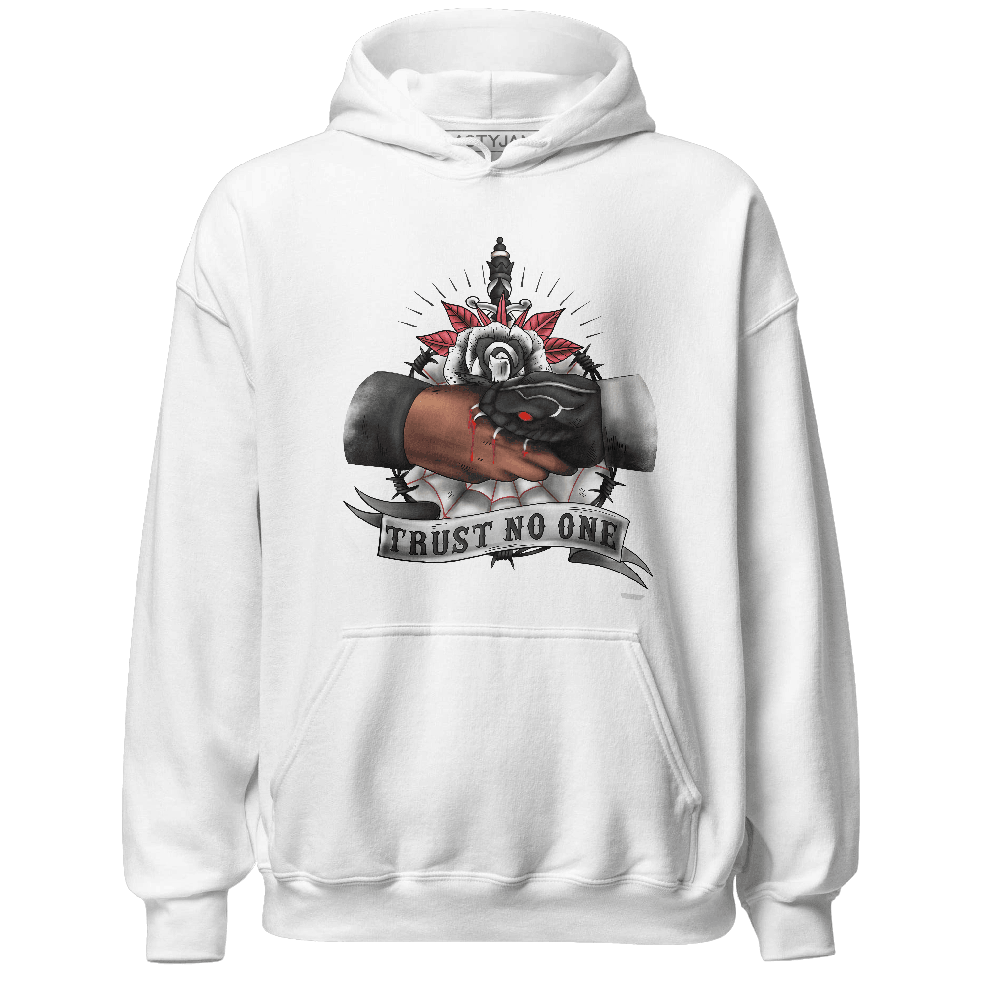 Jumman Jack Universityy Red Hoodie Match Trust No One Old School - NastyJamz