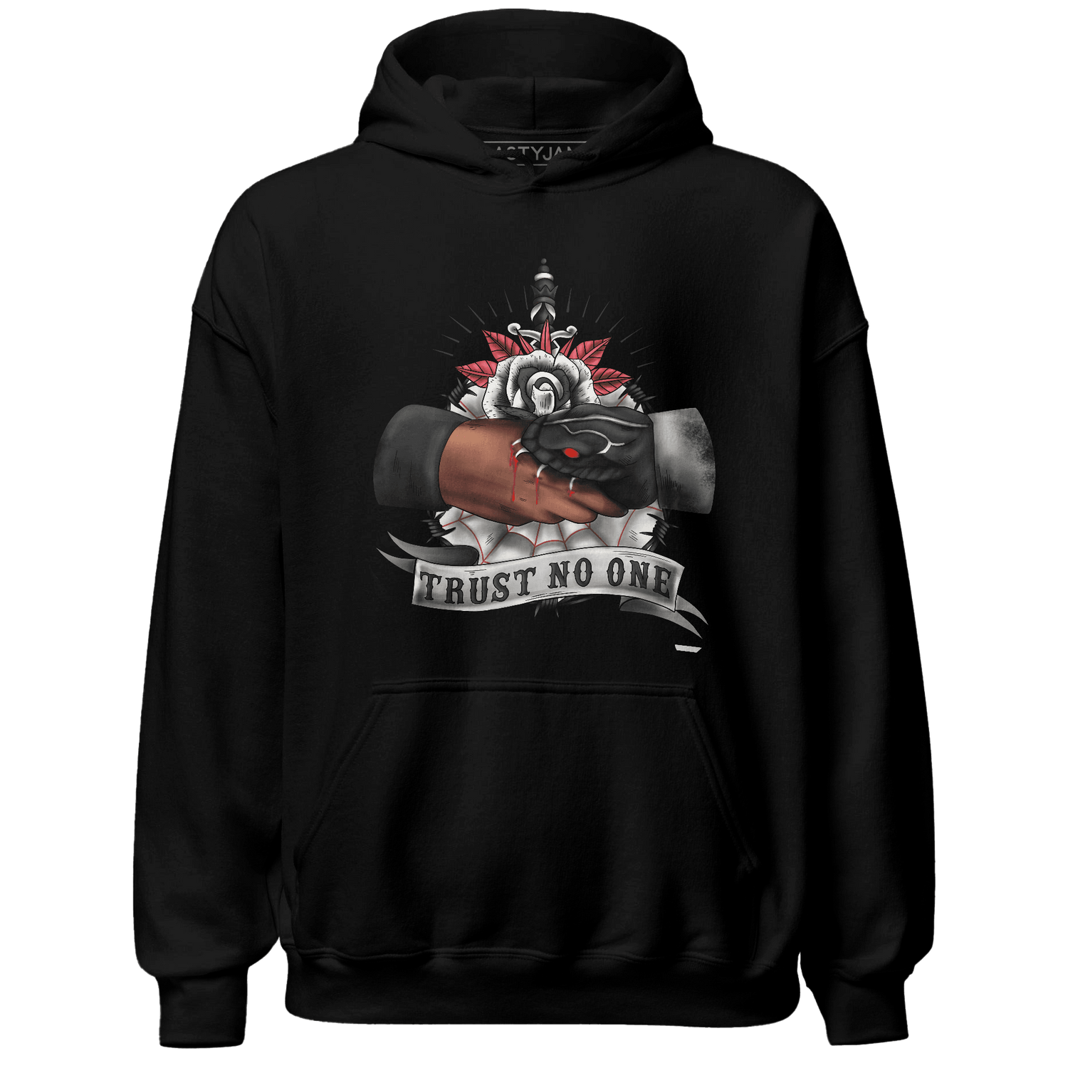 Jumman Jack Universityy Red Hoodie Match Trust No One Old School - NastyJamz