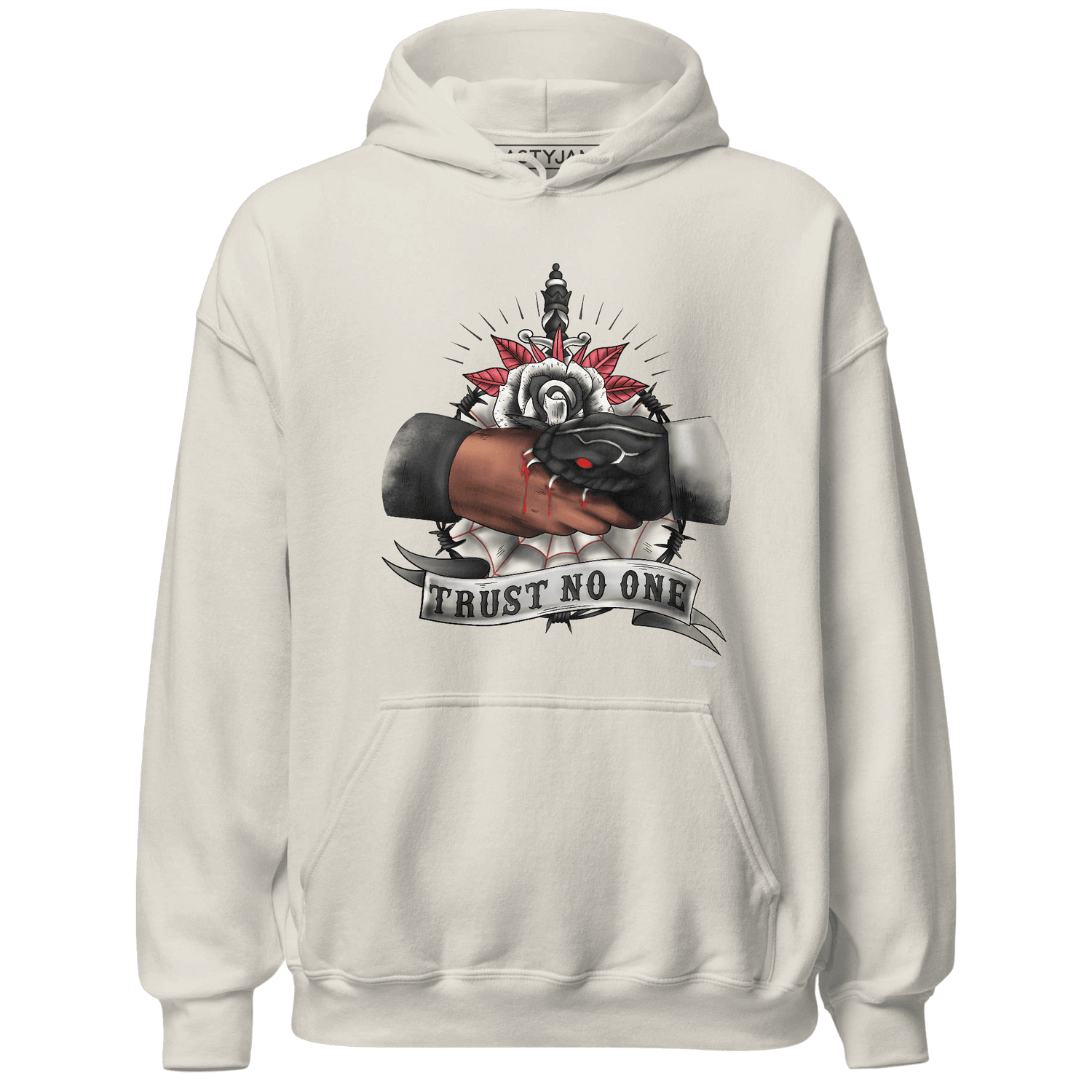 Jumman Jack Universityy Red Hoodie Match Trust No One Old School - NastyJamz