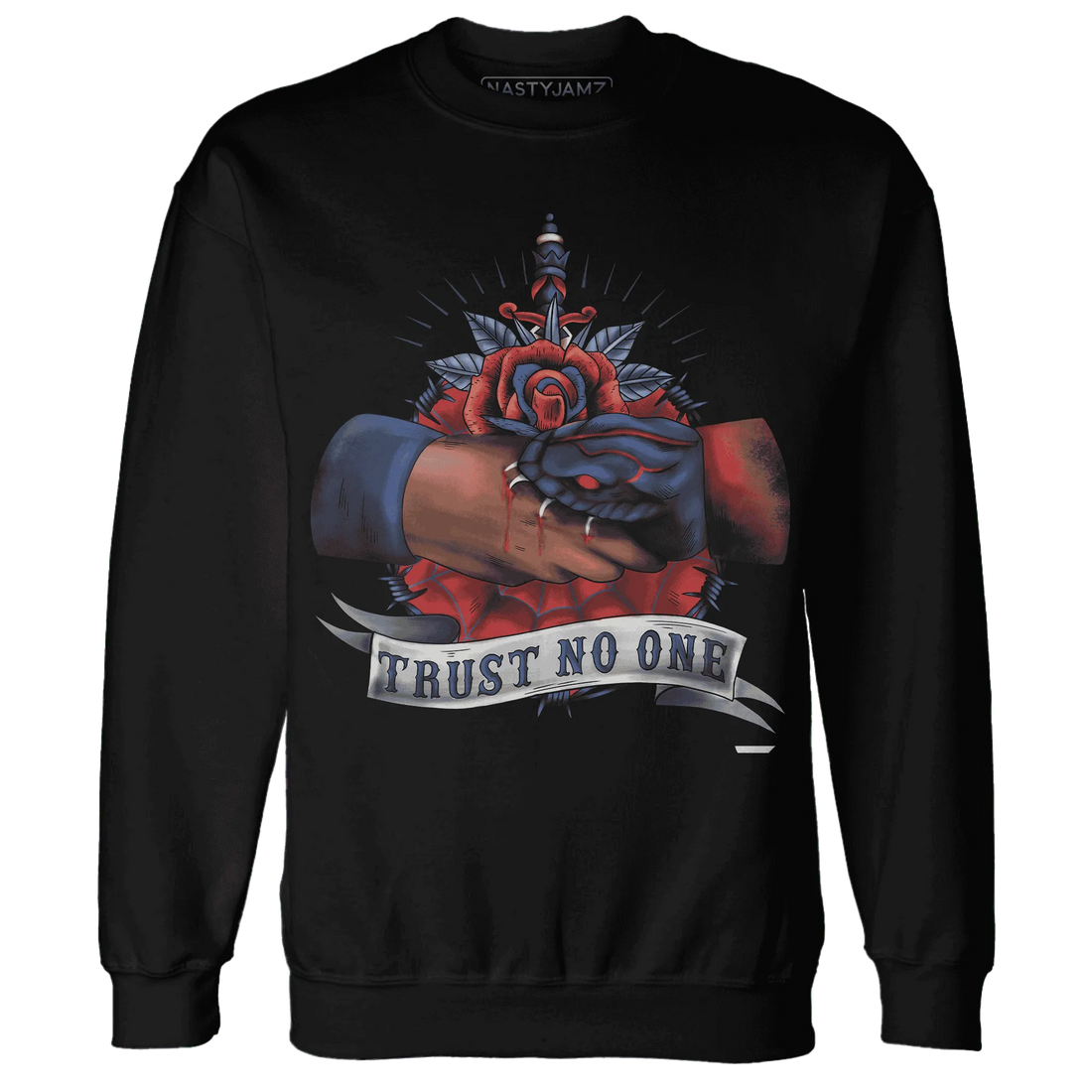 VaporMax-Air-Plus-Midnight-Navy-Gold-Black-NastyJamz-Sweatshirt-Match-Trust-No-One-Old-School
