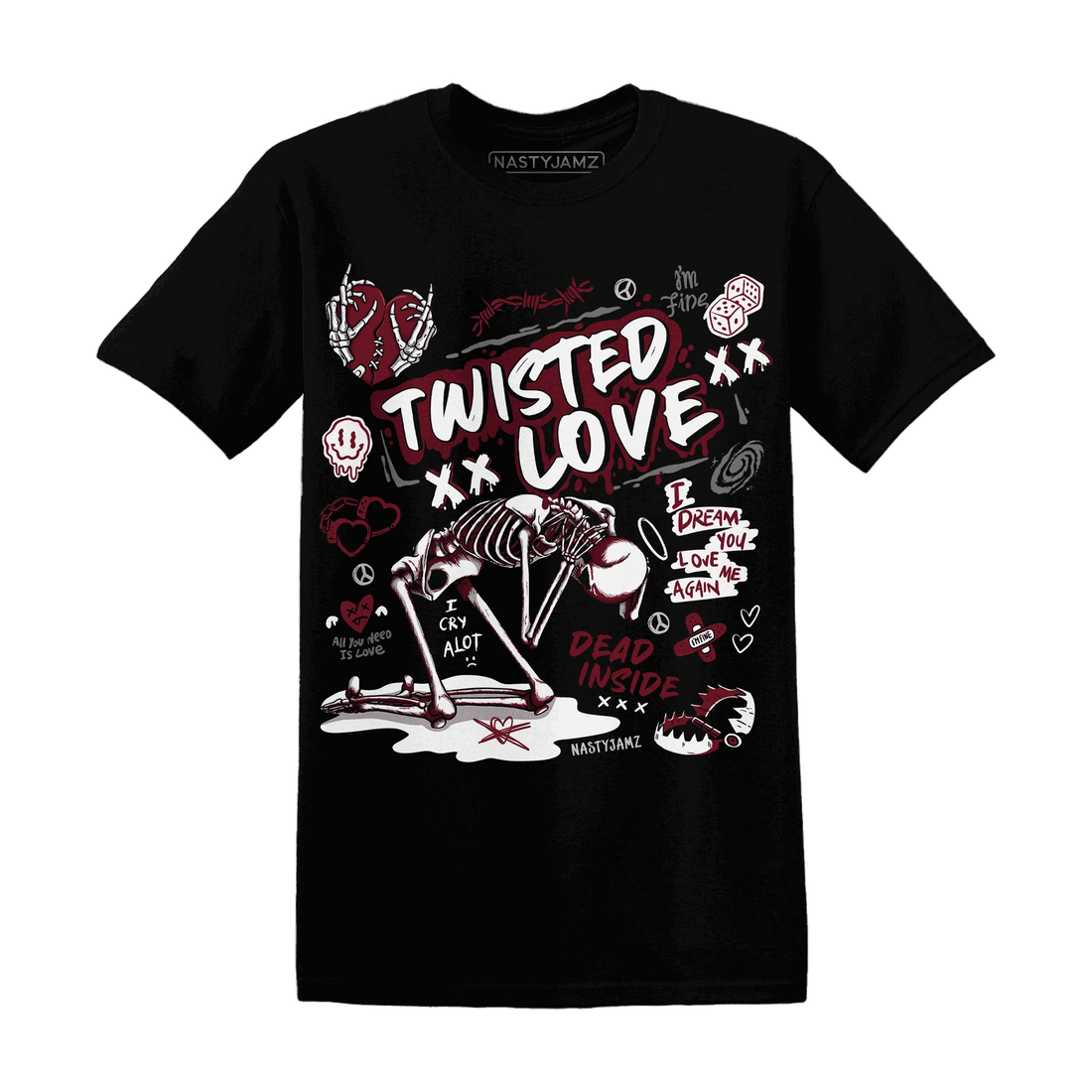 High-White-Team-Red-1s-NastyJamz-T-Shirt-Match-Twisted-Love