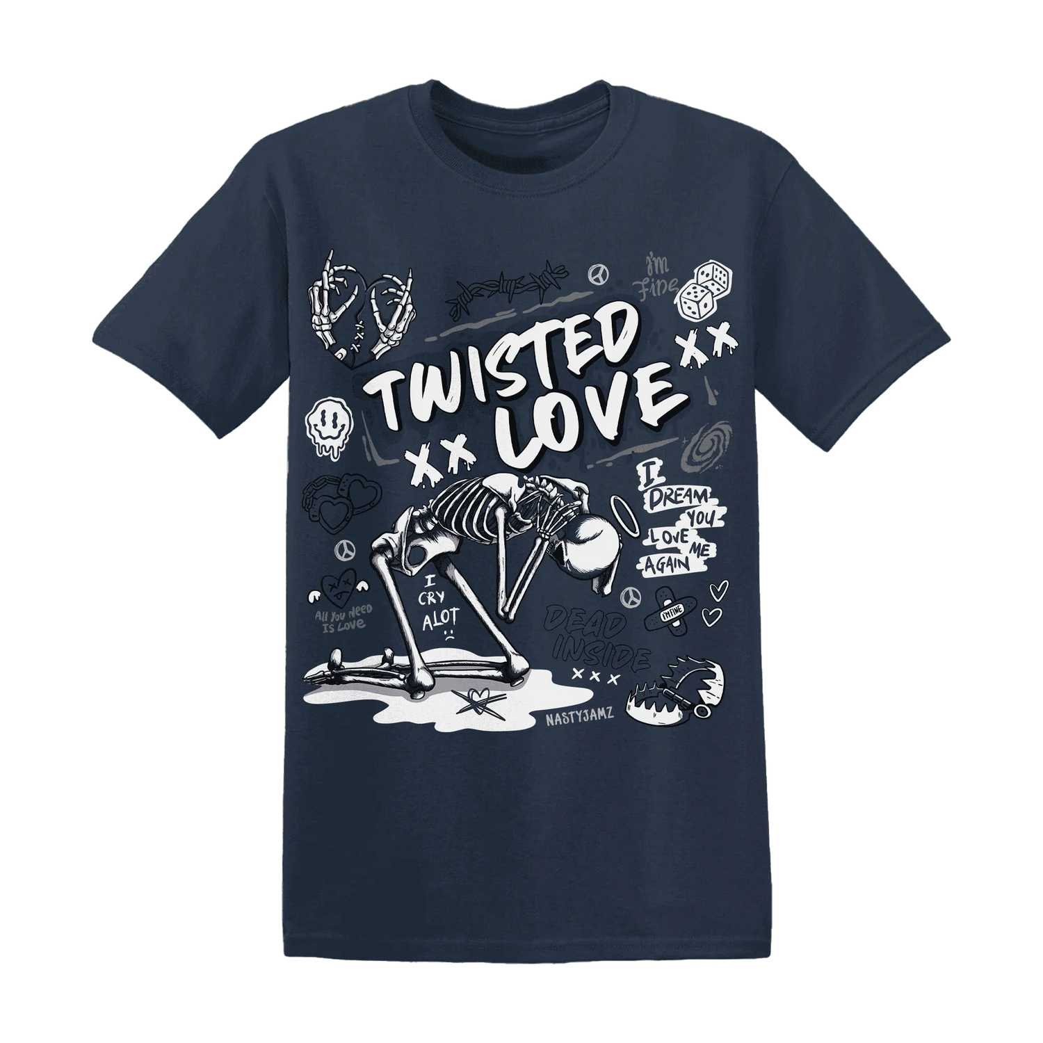 NastyJamz-White-Navy-6s-T-Shirt-Match-Twisted-Love