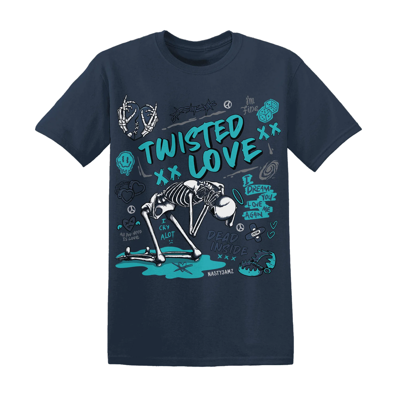 NastyJamz-AM-Plus-Drift-Midnight-Navy-Total-Orange-Dusty-Cactus-T-Shirt-Match-Twisted-Love