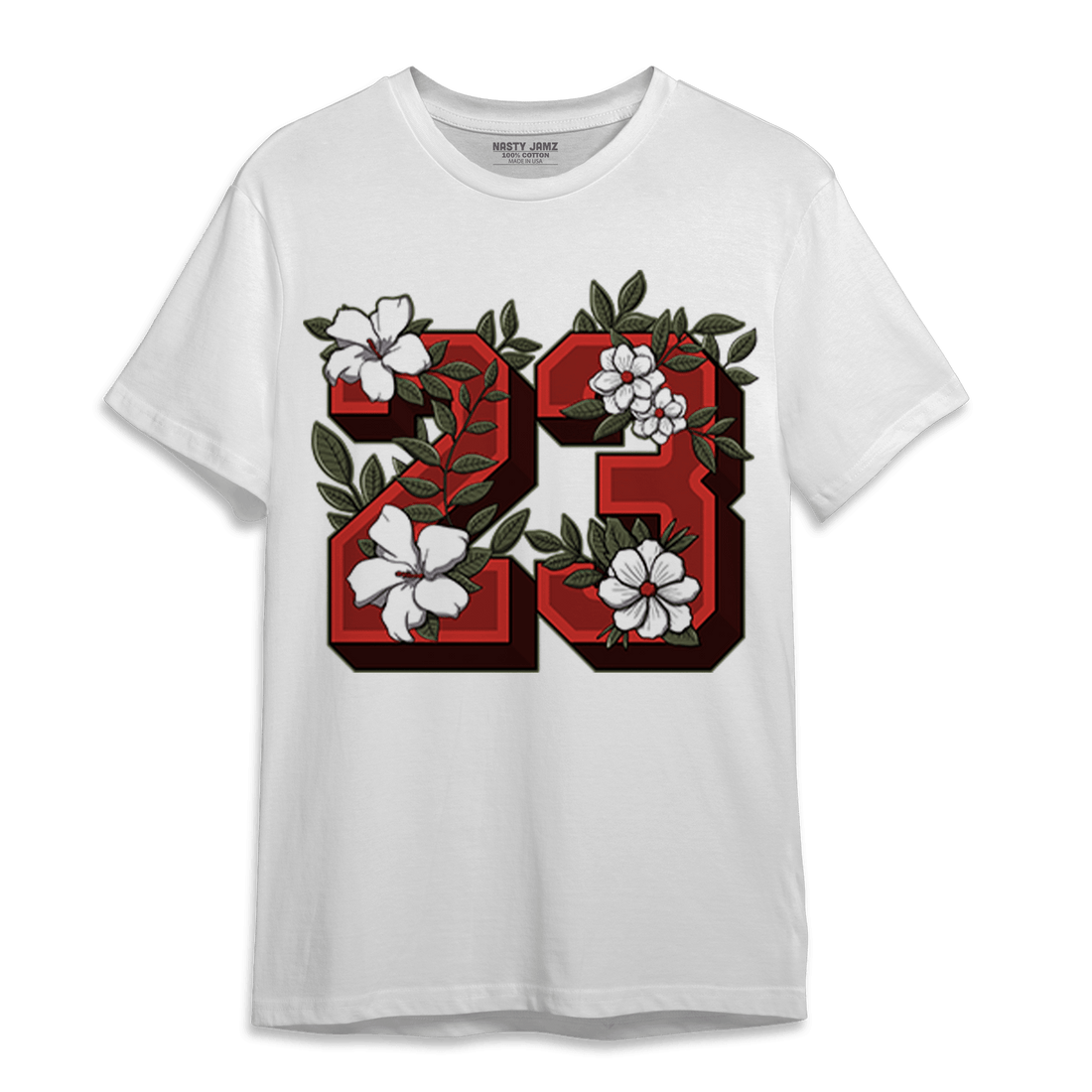 Dunk Low Mystic Red T Shirt Match 23 Floral - NastyJamz