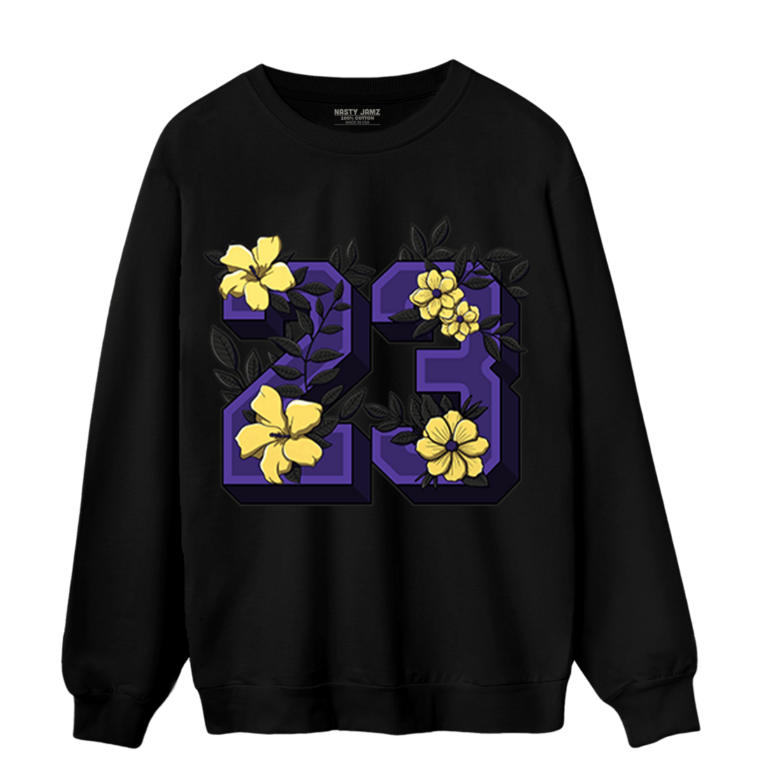 Field Purple 12s Sweatshirt Match 23 Floral - NastyJamz