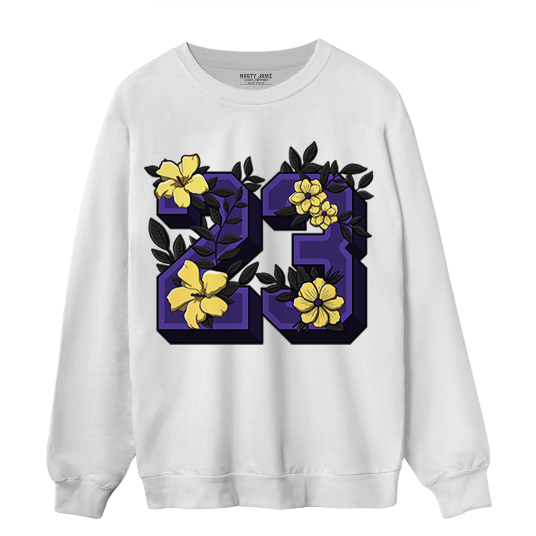 Field Purple 12s Sweatshirt Match 23 Floral - NastyJamz