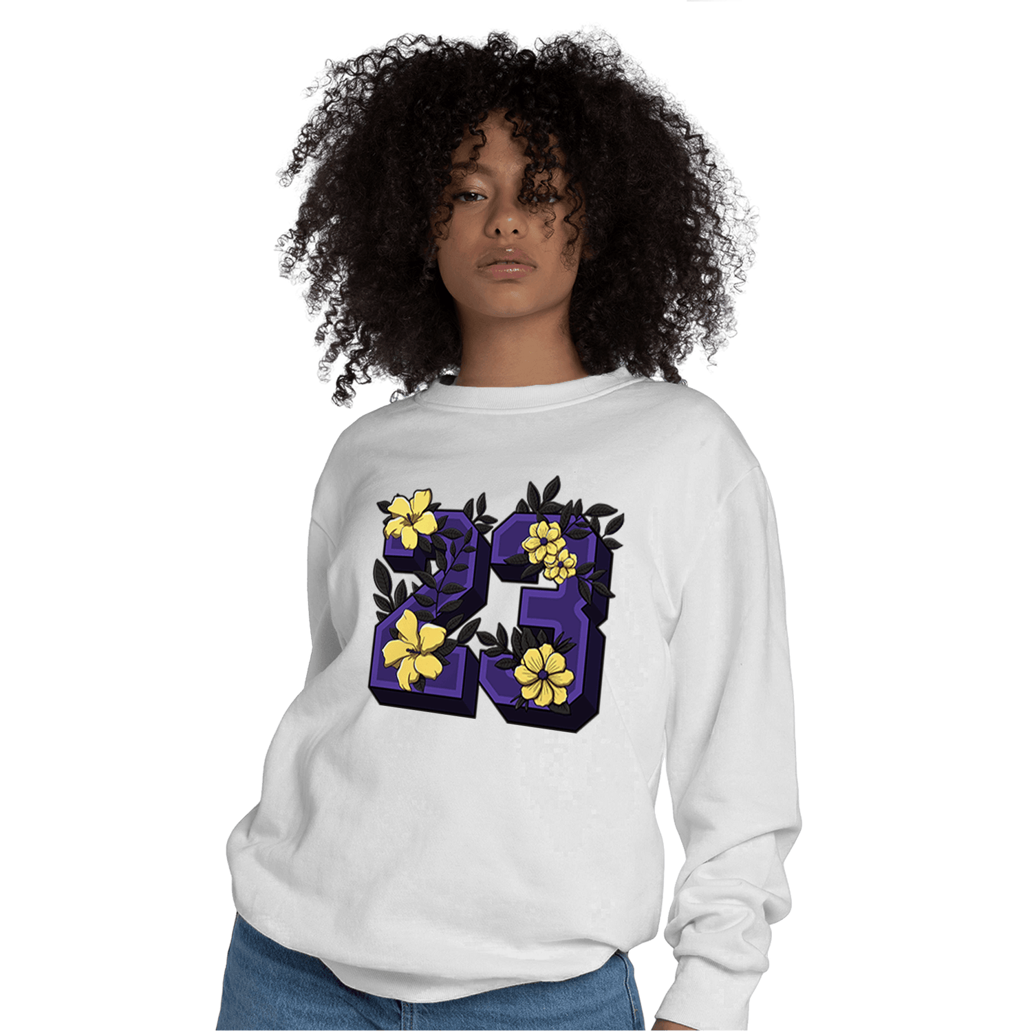 Field Purple 12s Sweatshirt Match 23 Floral - NastyJamz