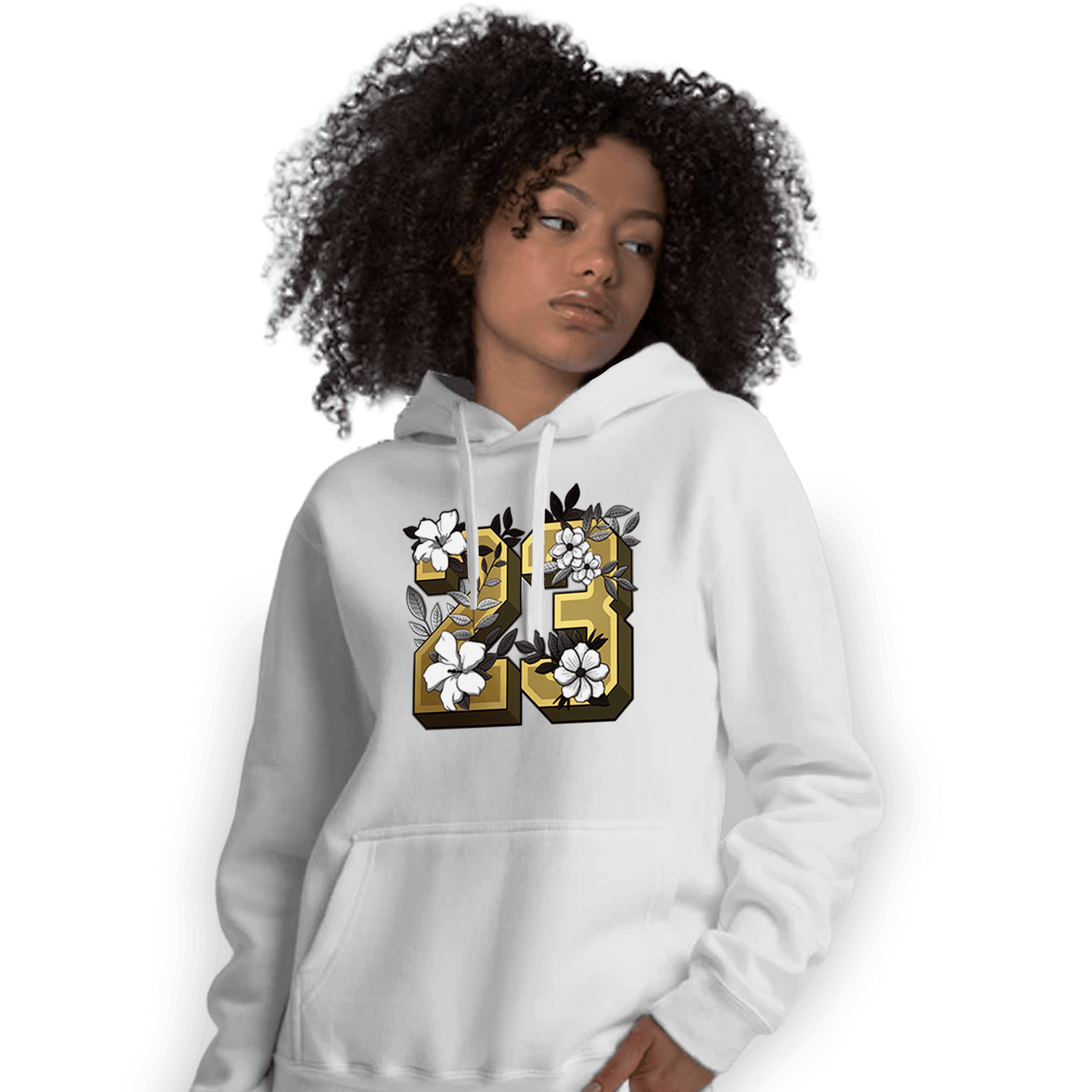 Mid SE Black Gold 1s Hoodie Match 23 Floral - NastyJamz