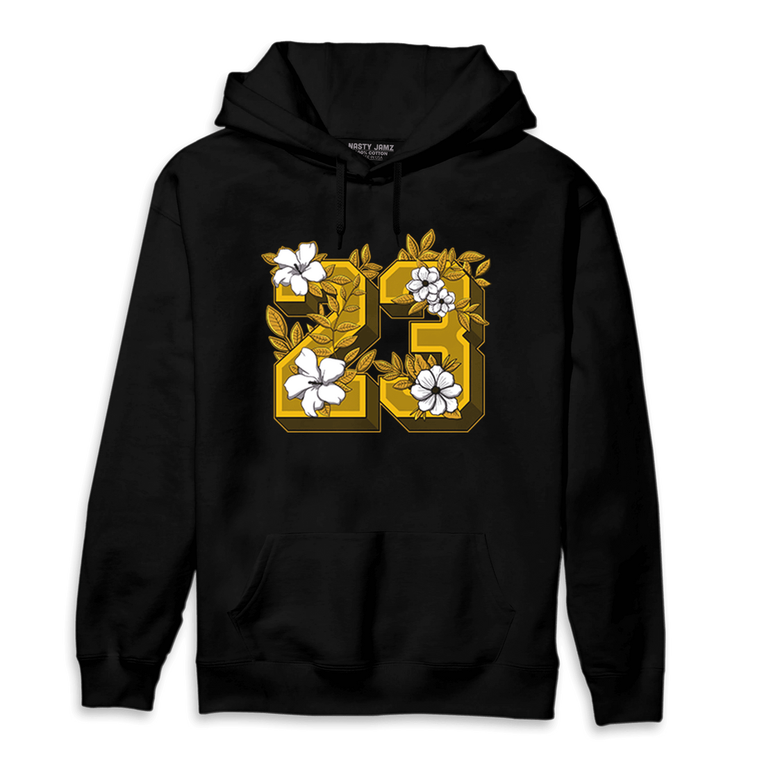 Yellow Ochre 1s Hoodie Match 23 Floral - NastyJamz