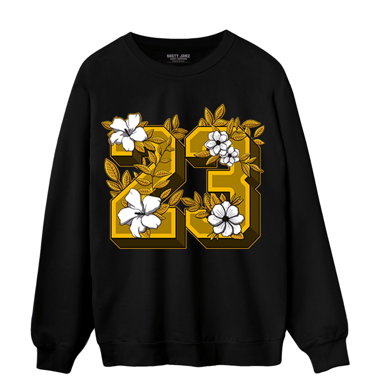 Yellow Ochre 1s Sweatshirt Match 23 Floral - NastyJamz