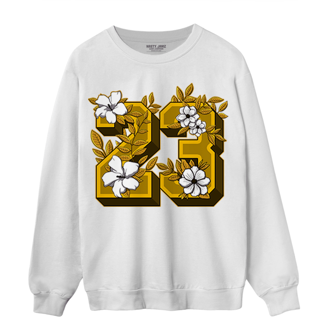 Yellow Ochre 1s Sweatshirt Match 23 Floral - NastyJamz