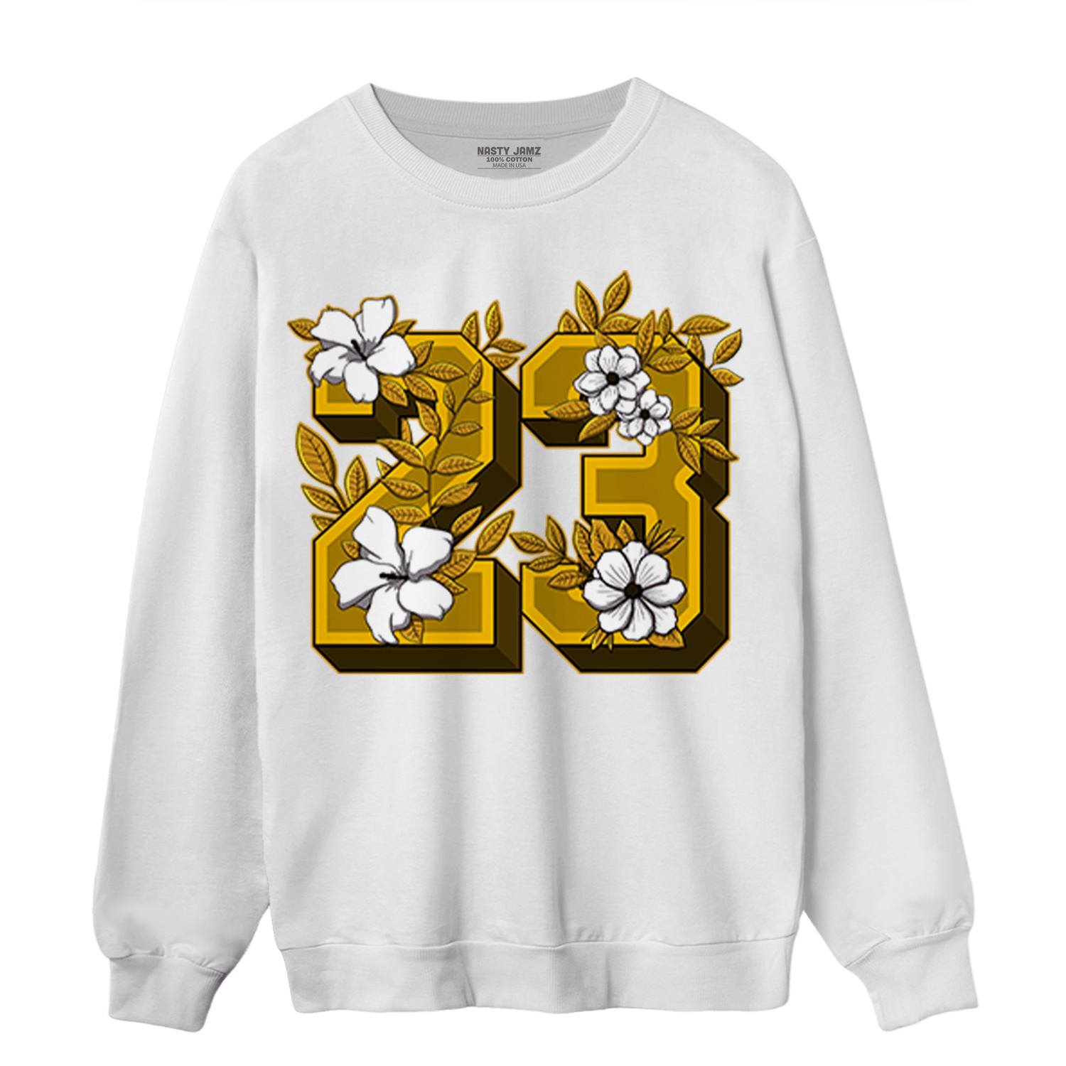 Yellow Ochre 1s Sweatshirt Match 23 Floral - NastyJamz
