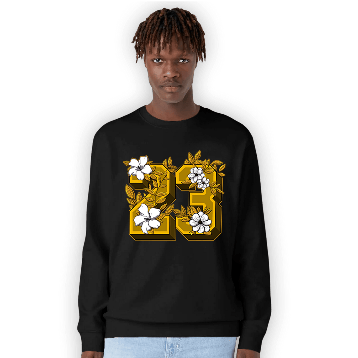 Yellow Ochre 1s Sweatshirt Match 23 Floral - NastyJamz
