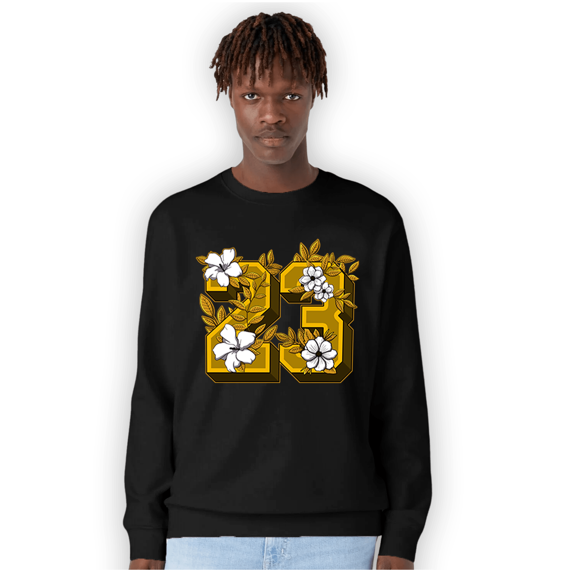 Yellow Ochre 1s Sweatshirt Match 23 Floral - NastyJamz