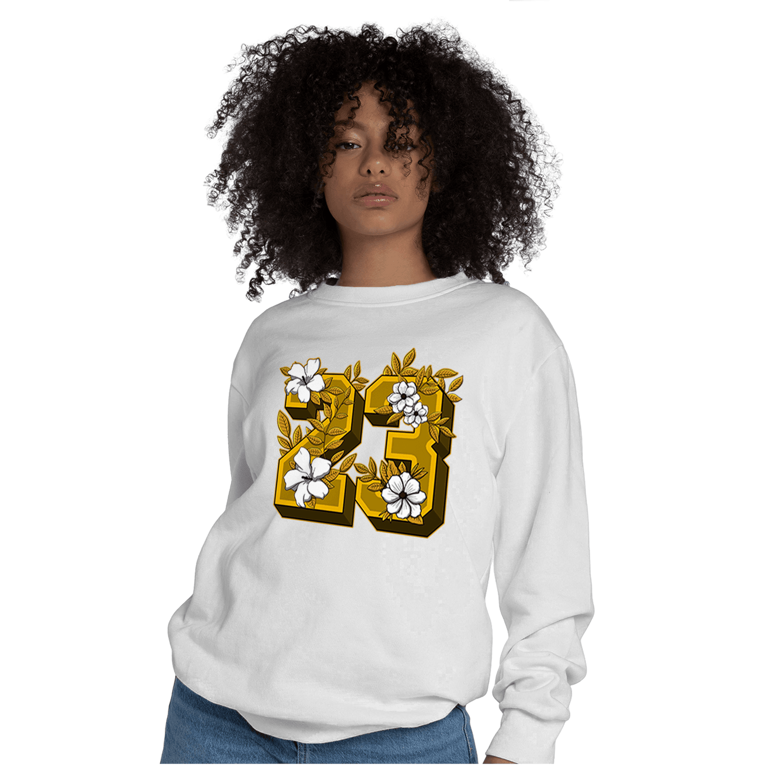 Yellow Ochre 1s Sweatshirt Match 23 Floral - NastyJamz