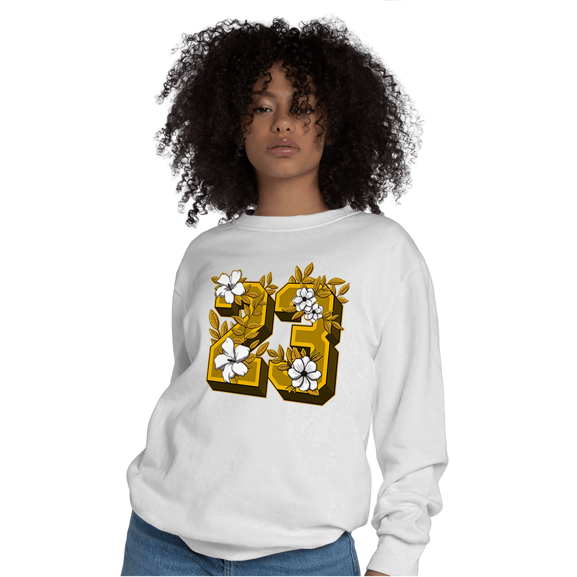 Yellow Ochre 1s Sweatshirt Match 23 Floral - NastyJamz