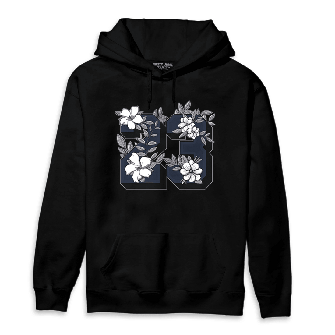 White Navy 3s Hoodie Match 23 Floral - NastyJamz
