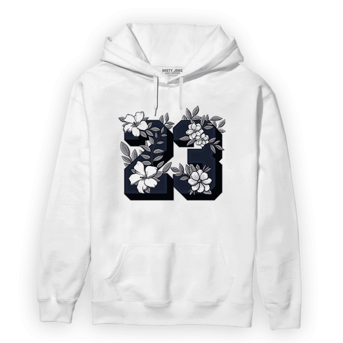 White Navy 3s Hoodie Match 23 Floral - NastyJamz
