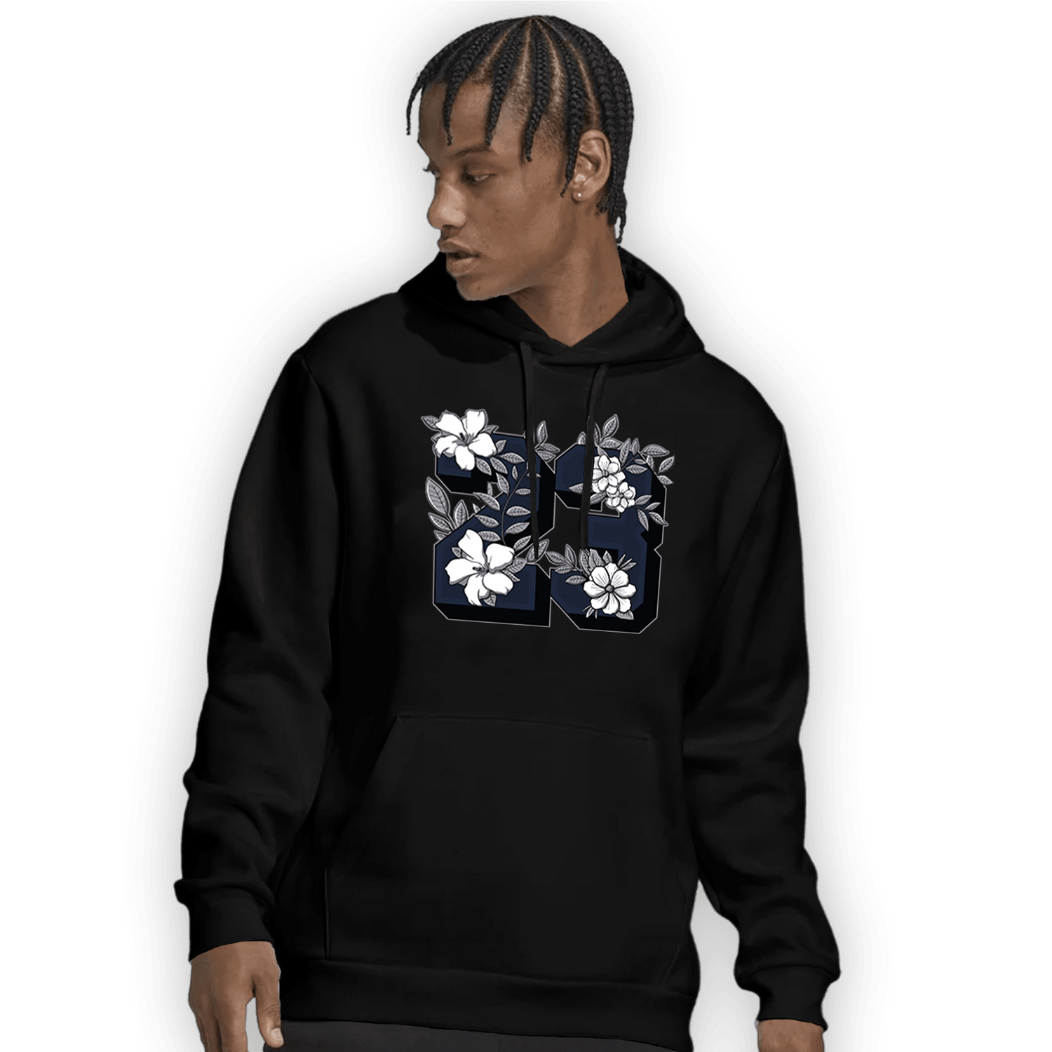 White Navy 3s Hoodie Match 23 Floral - NastyJamz