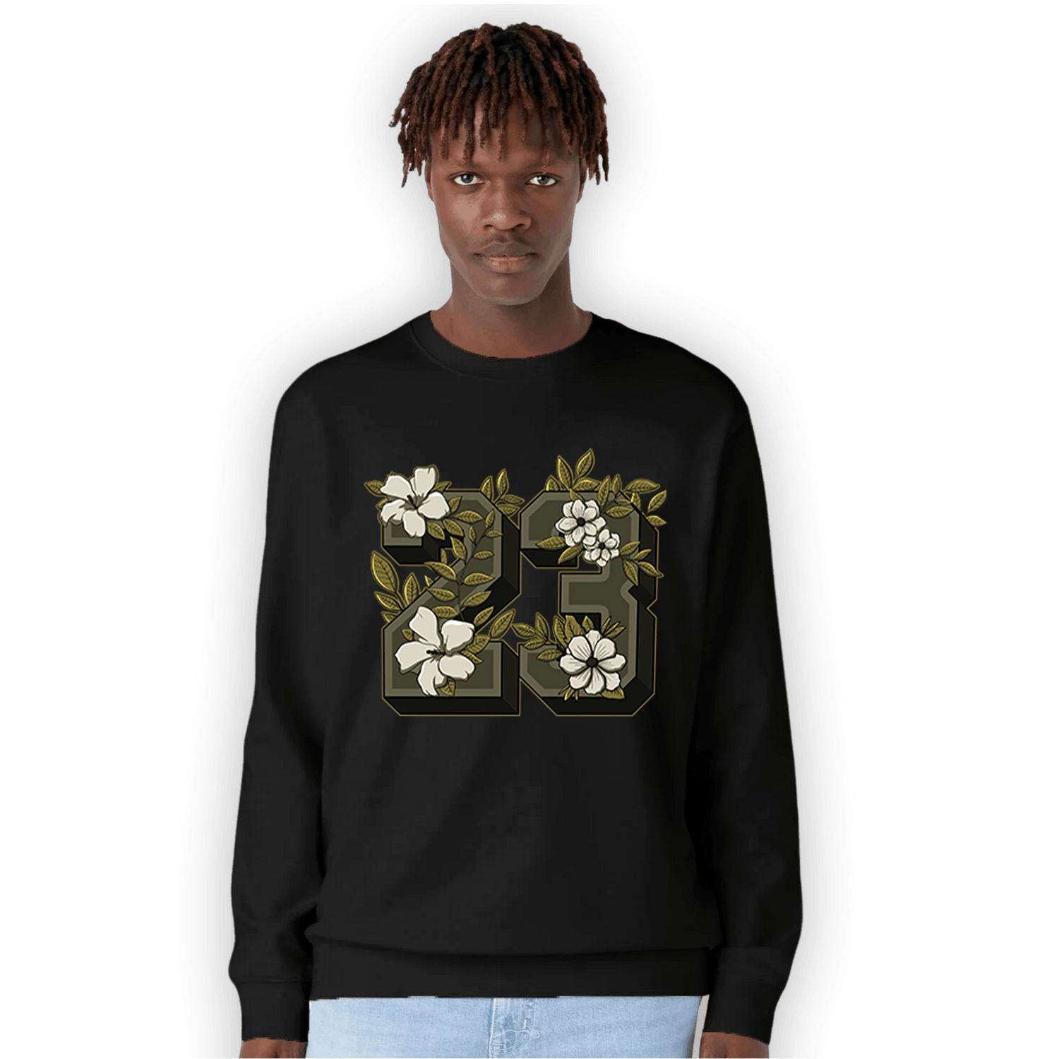 SE Craft Medium Olive 4s Sweatshirt Match 23 Floral - NastyJamz