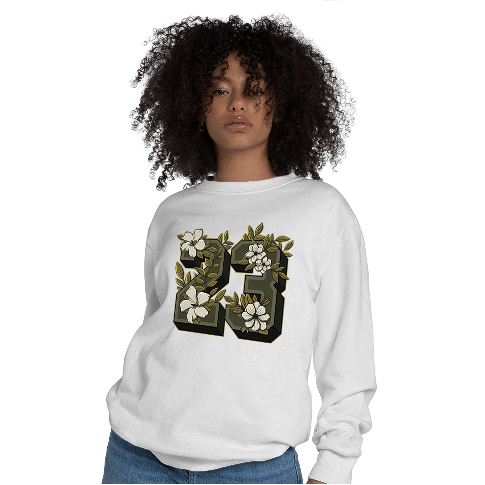 SE Craft Medium Olive 4s Sweatshirt Match 23 Floral - NastyJamz