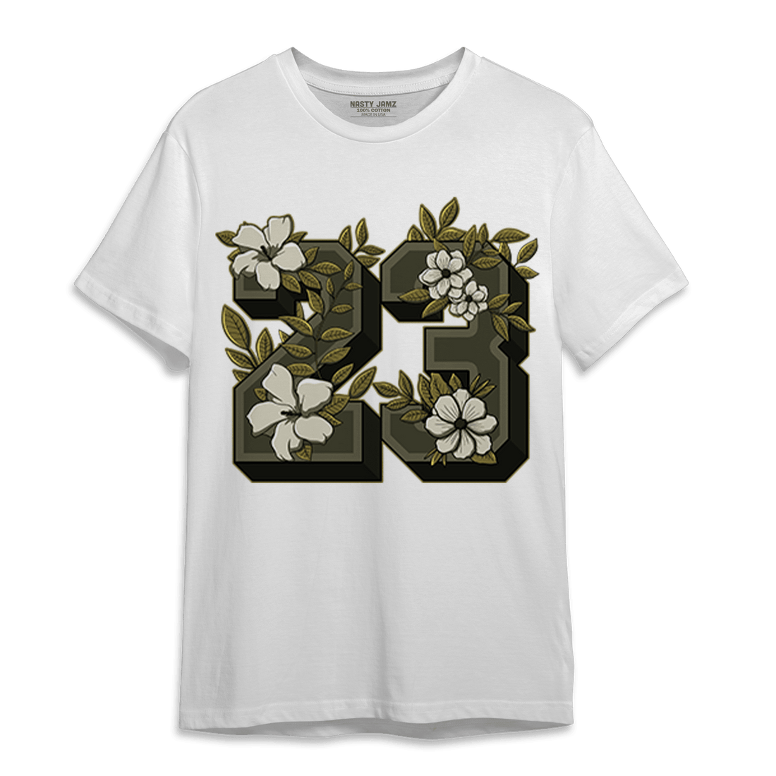 SE Craft Medium Olive 4s T Shirt Match 23 Floral - NastyJamz