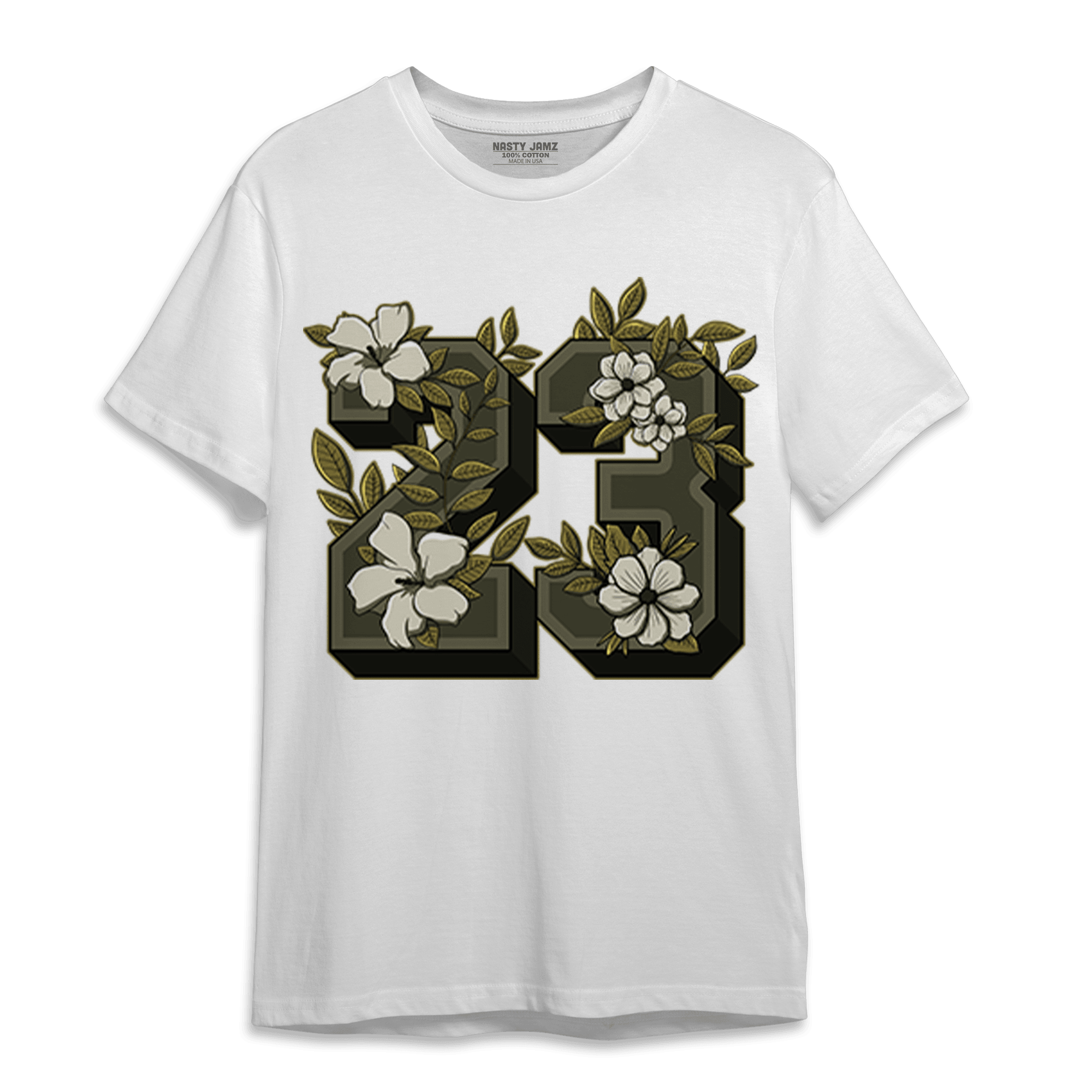 SE Craft Medium Olive 4s T Shirt Match 23 Floral - NastyJamz