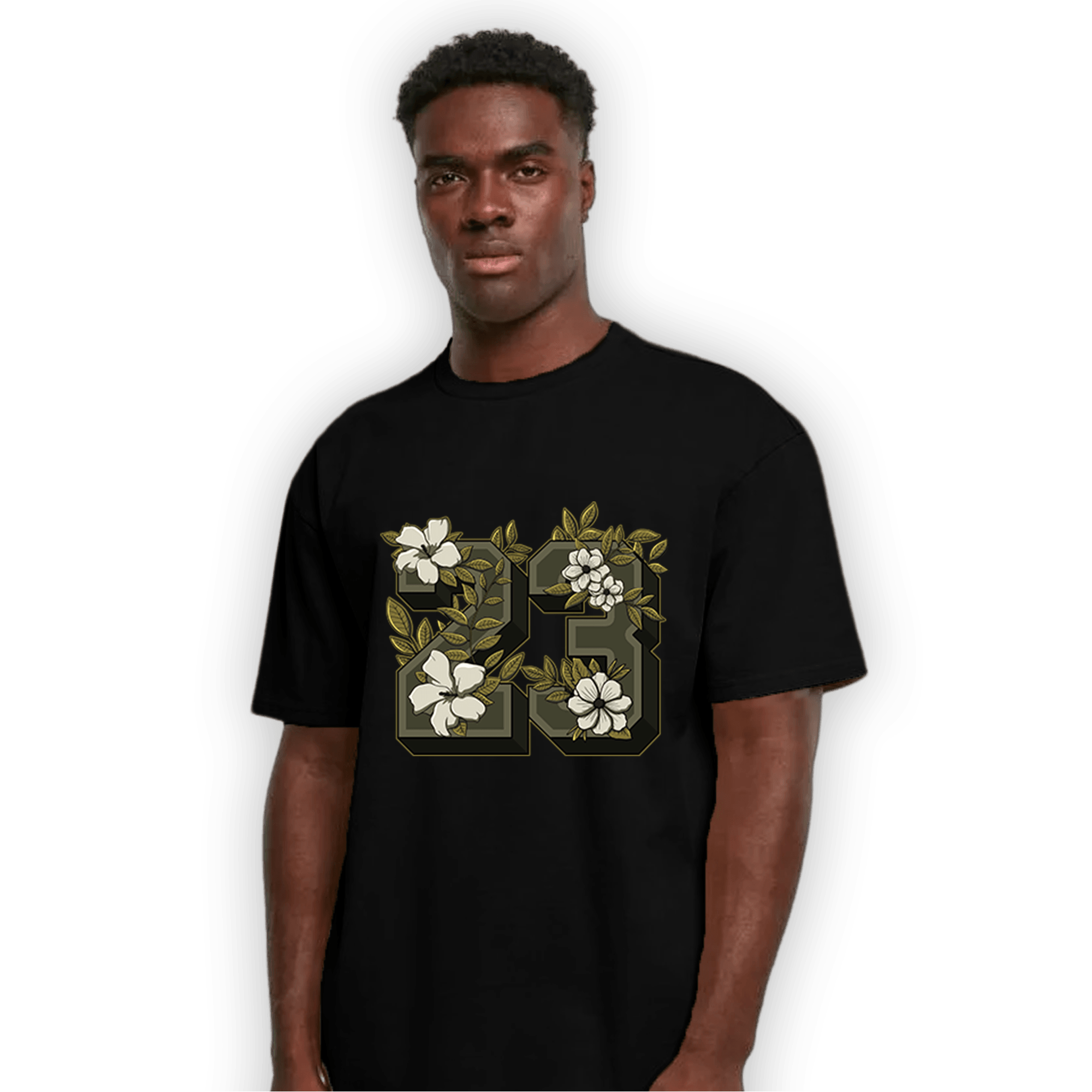SE Craft Medium Olive 4s T Shirt Match 23 Floral - NastyJamz