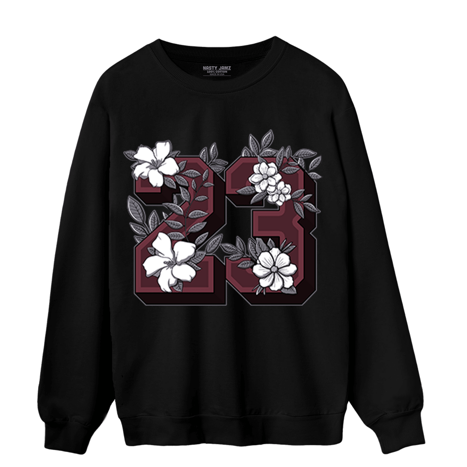 Burgundy 5s Sweatshirt Match 23 Floral - NastyJamz