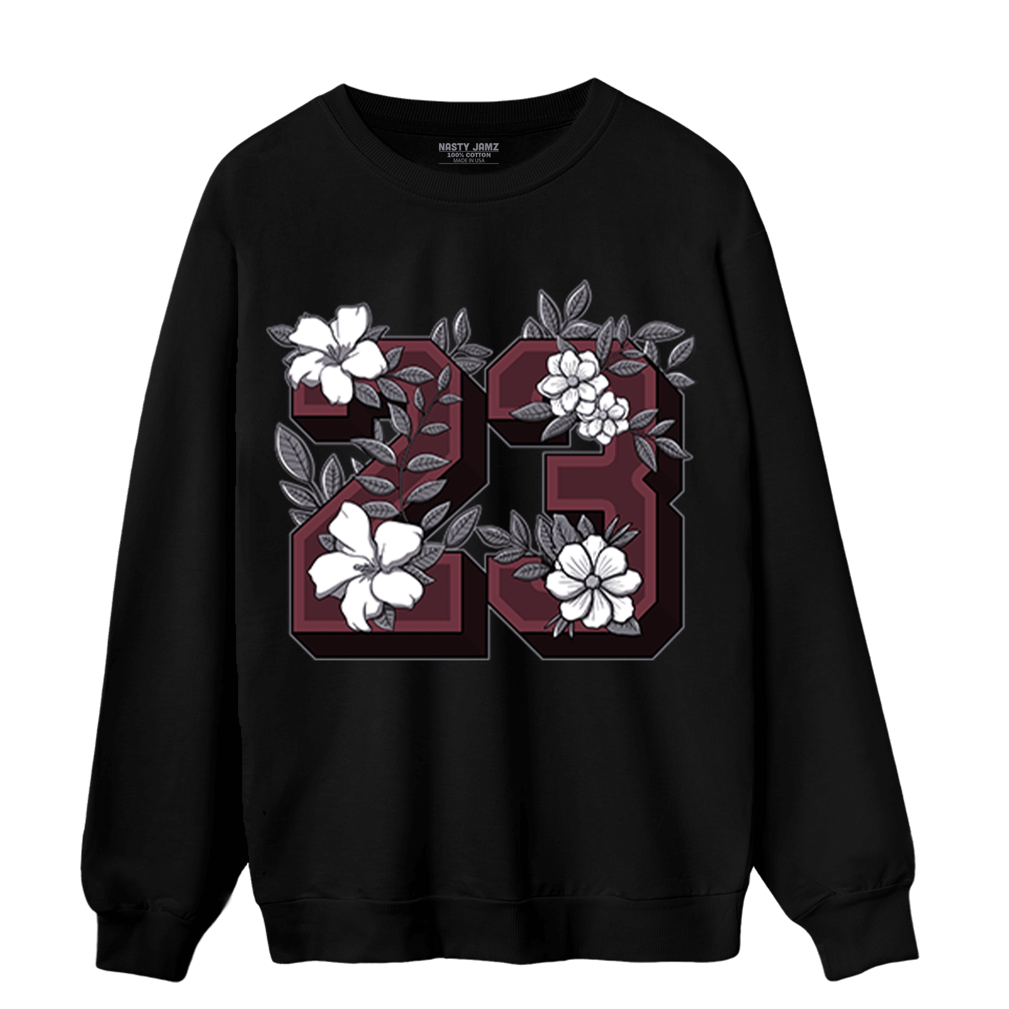Burgundy 5s Sweatshirt Match 23 Floral - NastyJamz