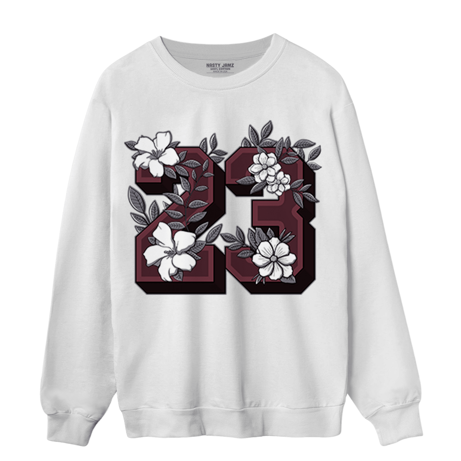 Burgundy 5s Sweatshirt Match 23 Floral - NastyJamz
