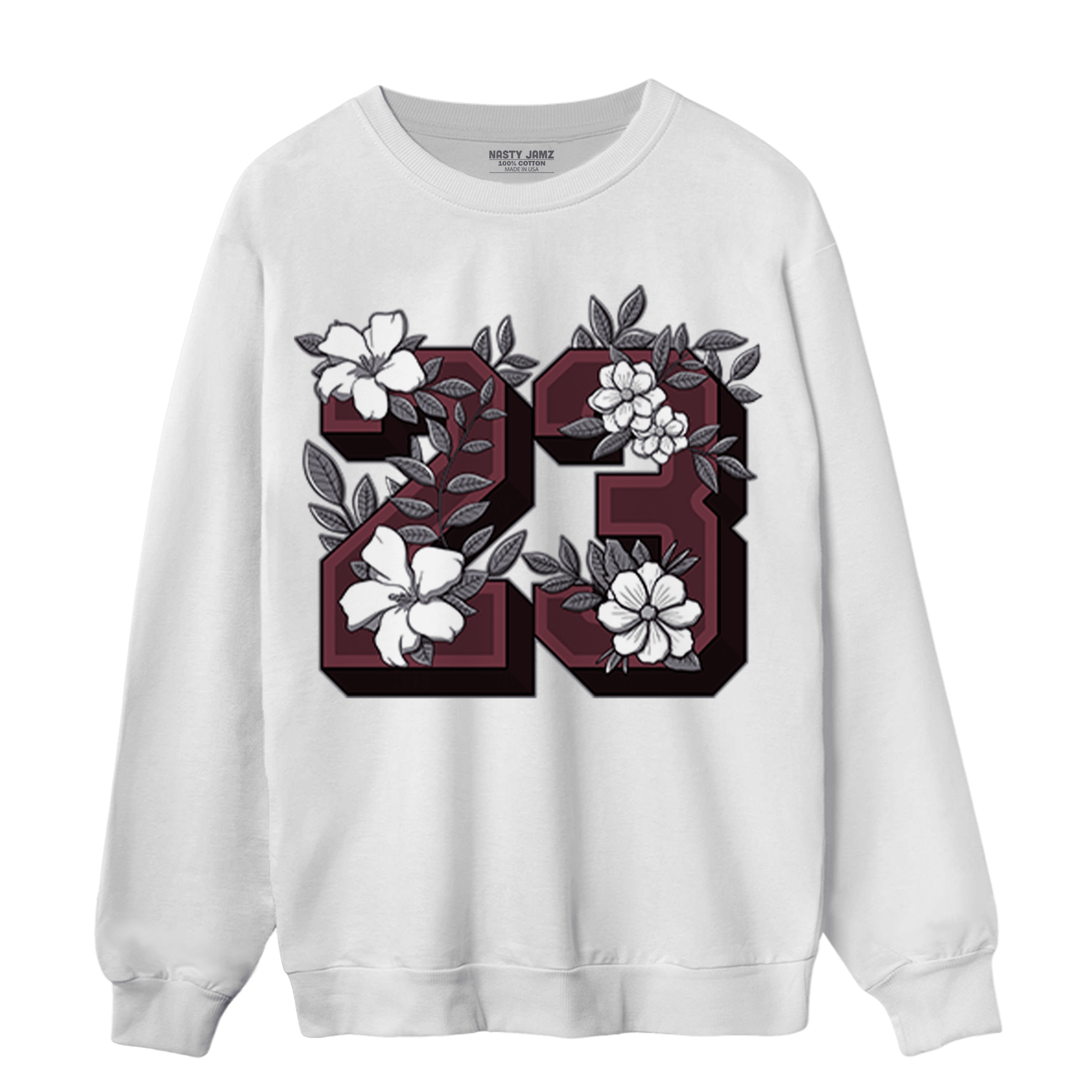 Burgundy 5s Sweatshirt Match 23 Floral - NastyJamz