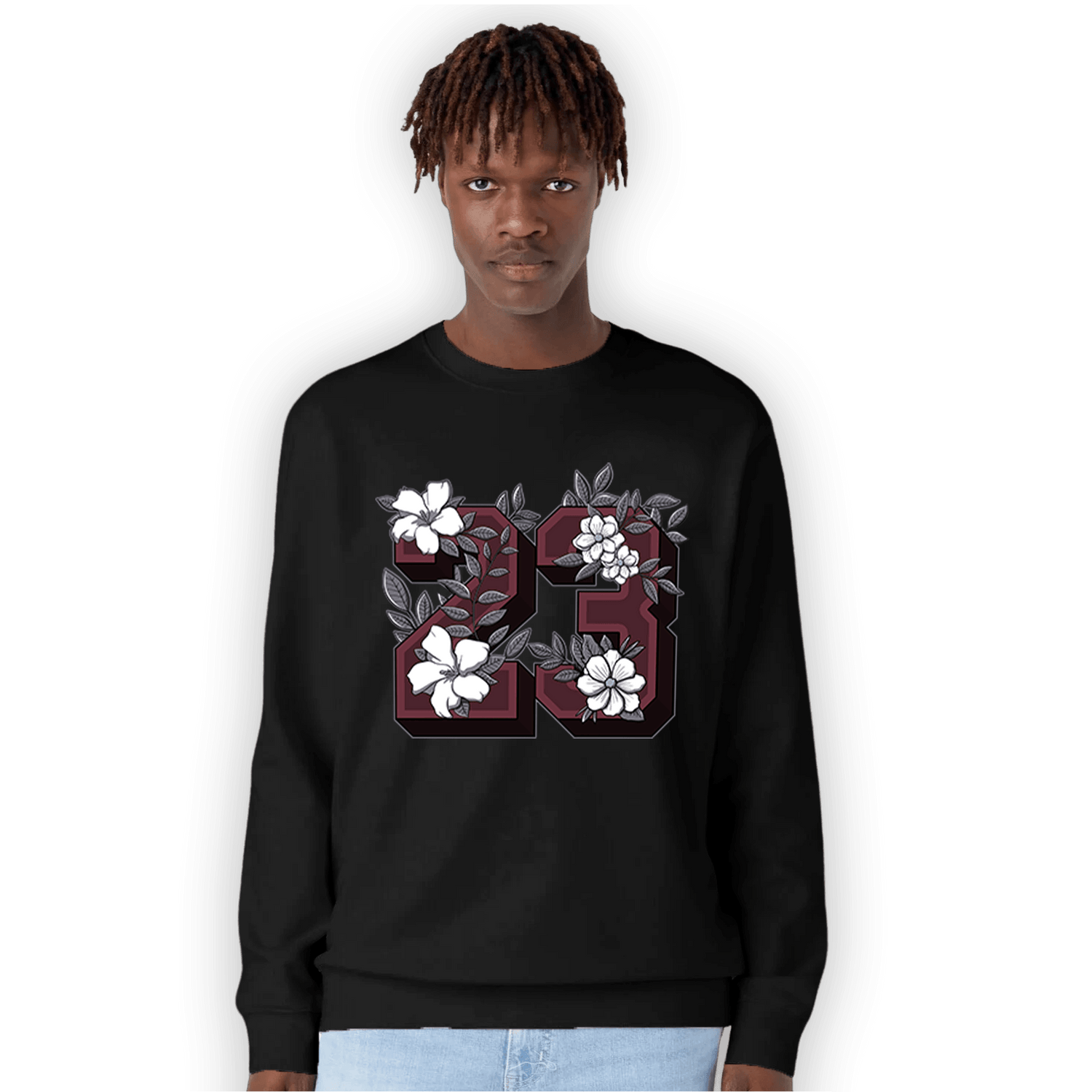 Burgundy 5s Sweatshirt Match 23 Floral - NastyJamz