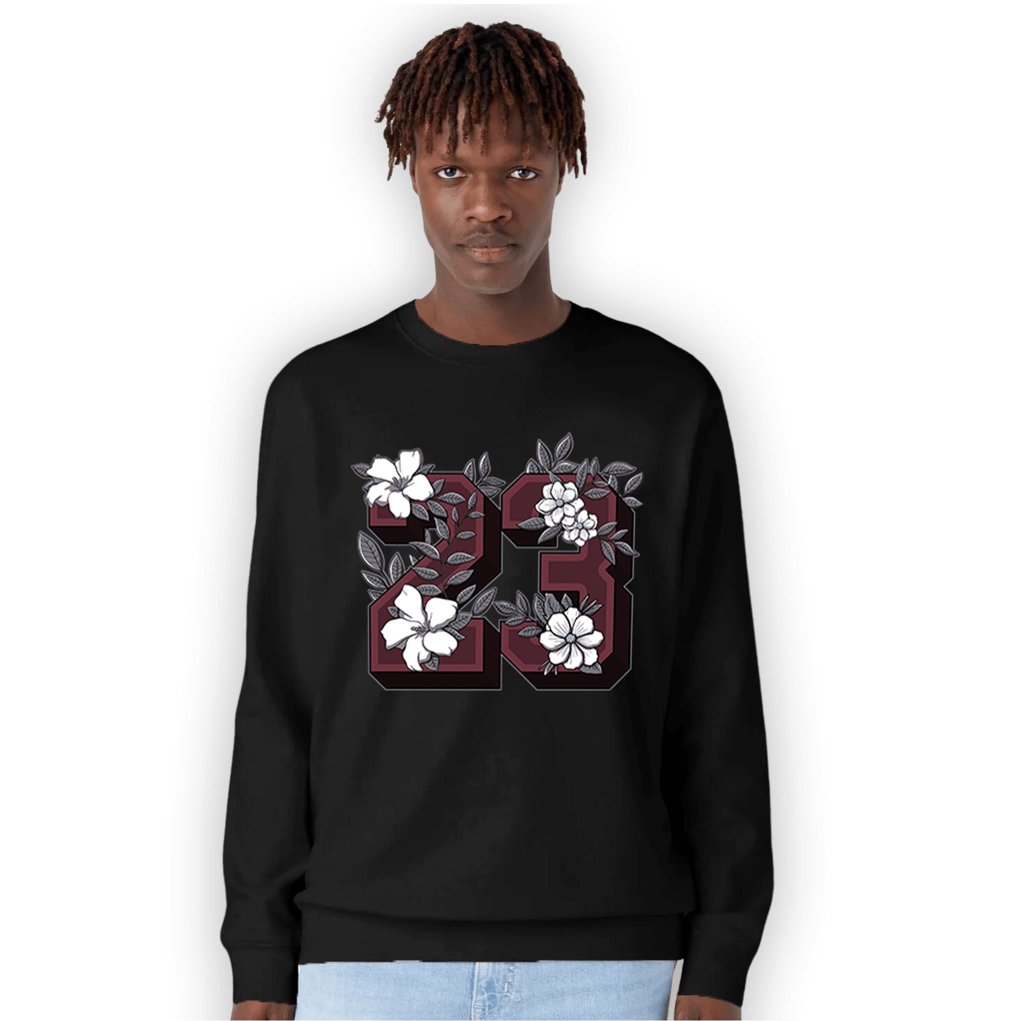 Burgundy 5s Sweatshirt Match 23 Floral - NastyJamz