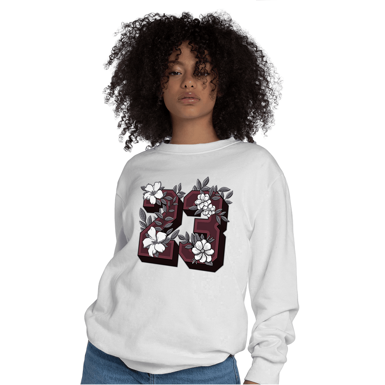 Burgundy 5s Sweatshirt Match 23 Floral - NastyJamz