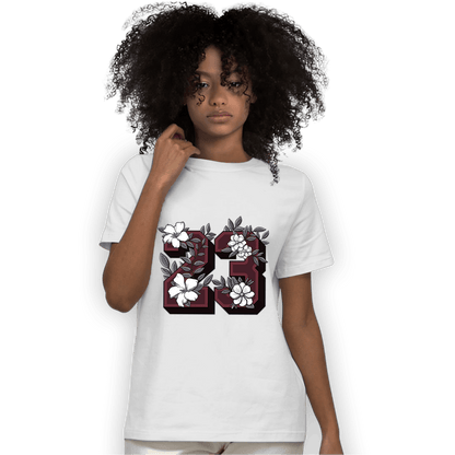 Burgundy 5s T Shirt Match 23 Floral - NastyJamz