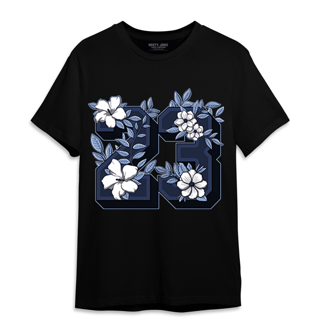 Midnight Navy 5s T Shirt Match 23 Floral - NastyJamz