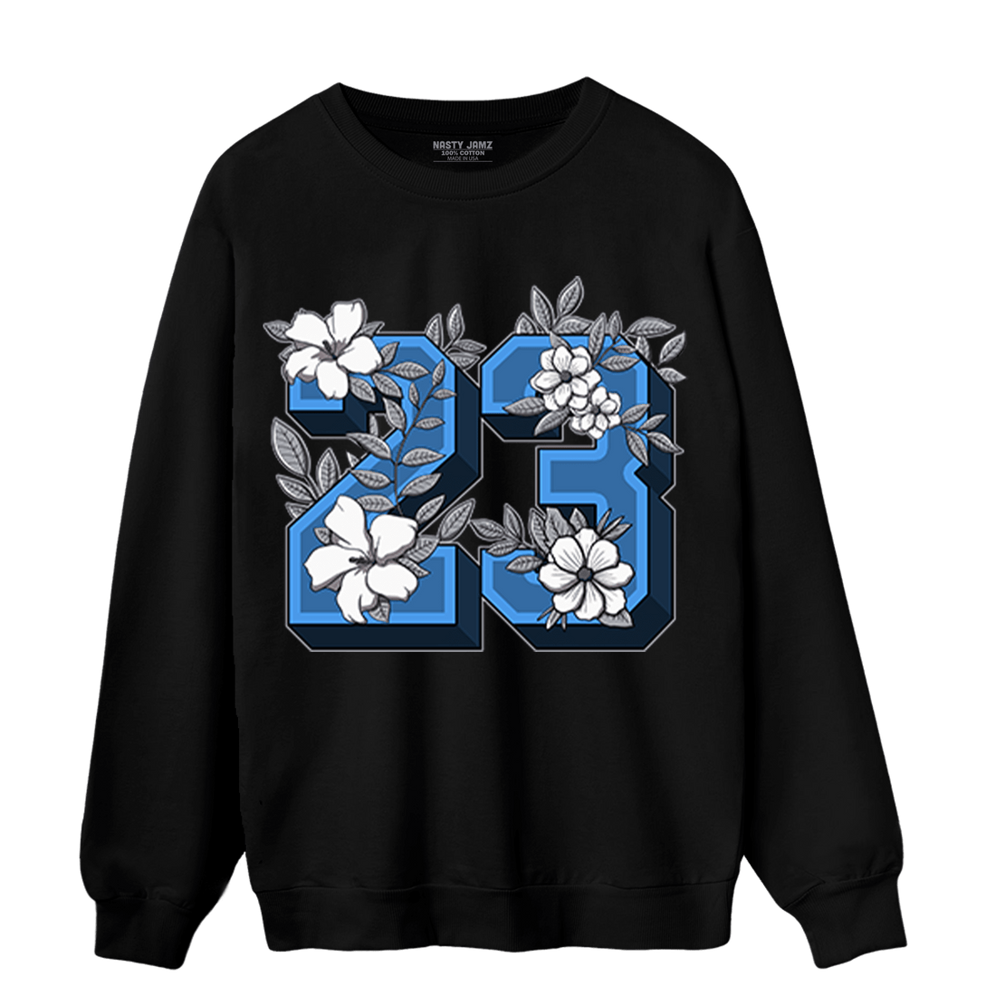 University Blue 5s Sweatshirt Match 23 Floral - NastyJamz