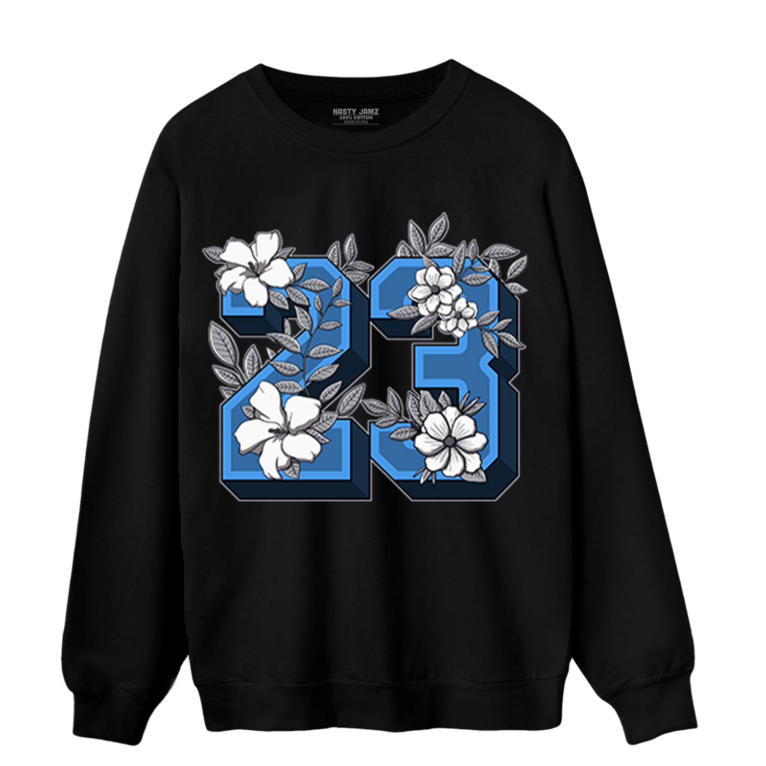 University Blue 5s Sweatshirt Match 23 Floral - NastyJamz