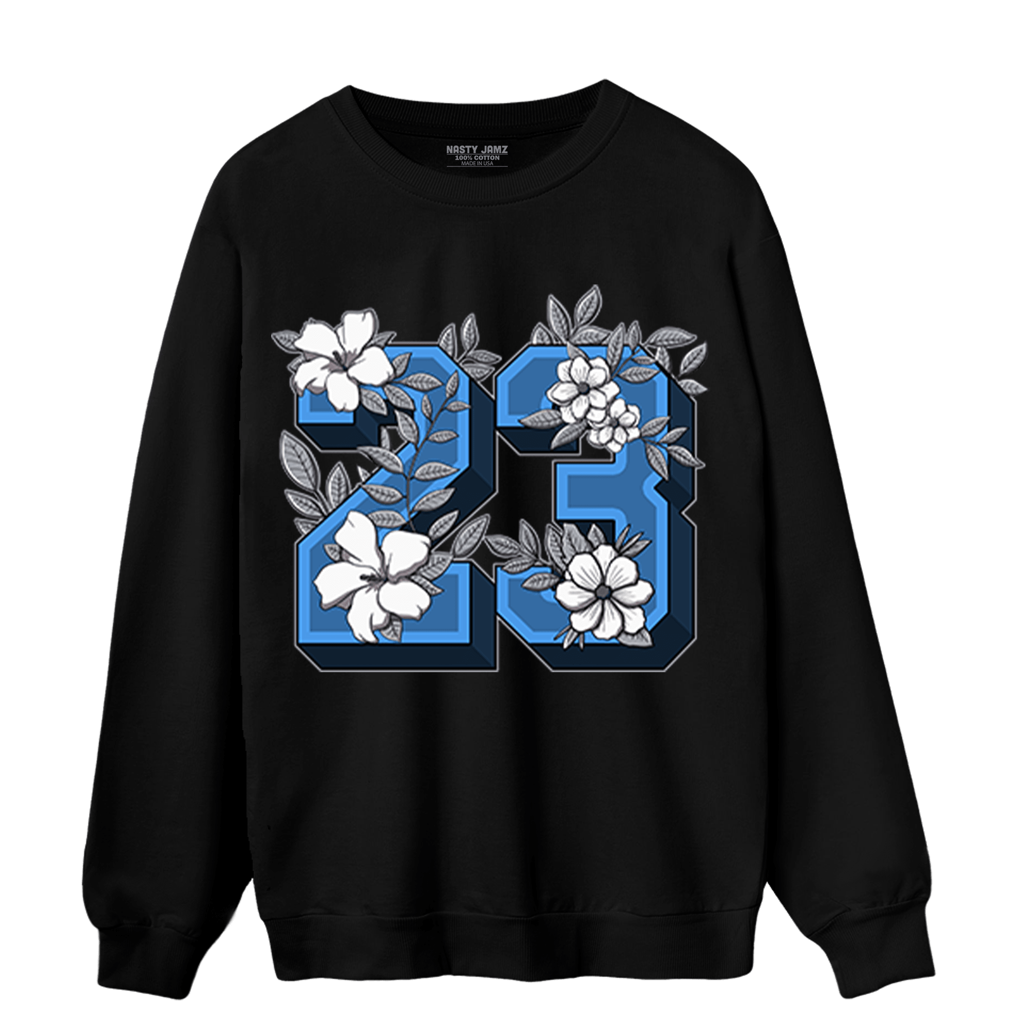 University Blue 5s Sweatshirt Match 23 Floral - NastyJamz